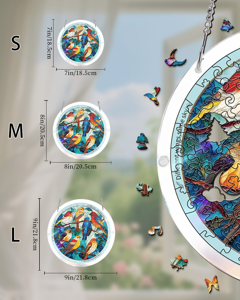 💥May Grand Sale|Up to 60% Off💥Acrylic Jigsaw Puzzle Suncatcher - Glowing Feather Haven