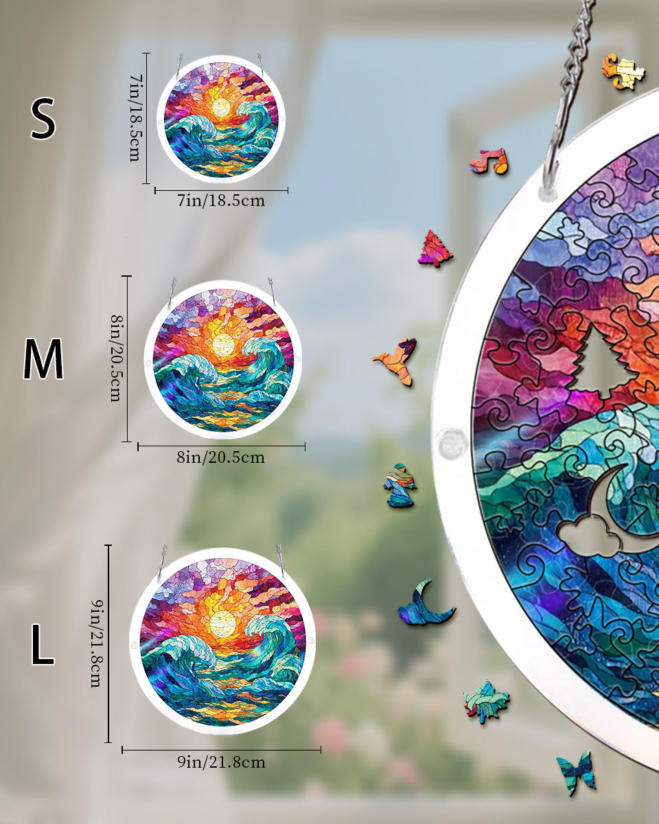 💥May Grand Sale|Up to 60% Off💥Acrylic Jigsaw Puzzle Suncatcher - Golden Tide