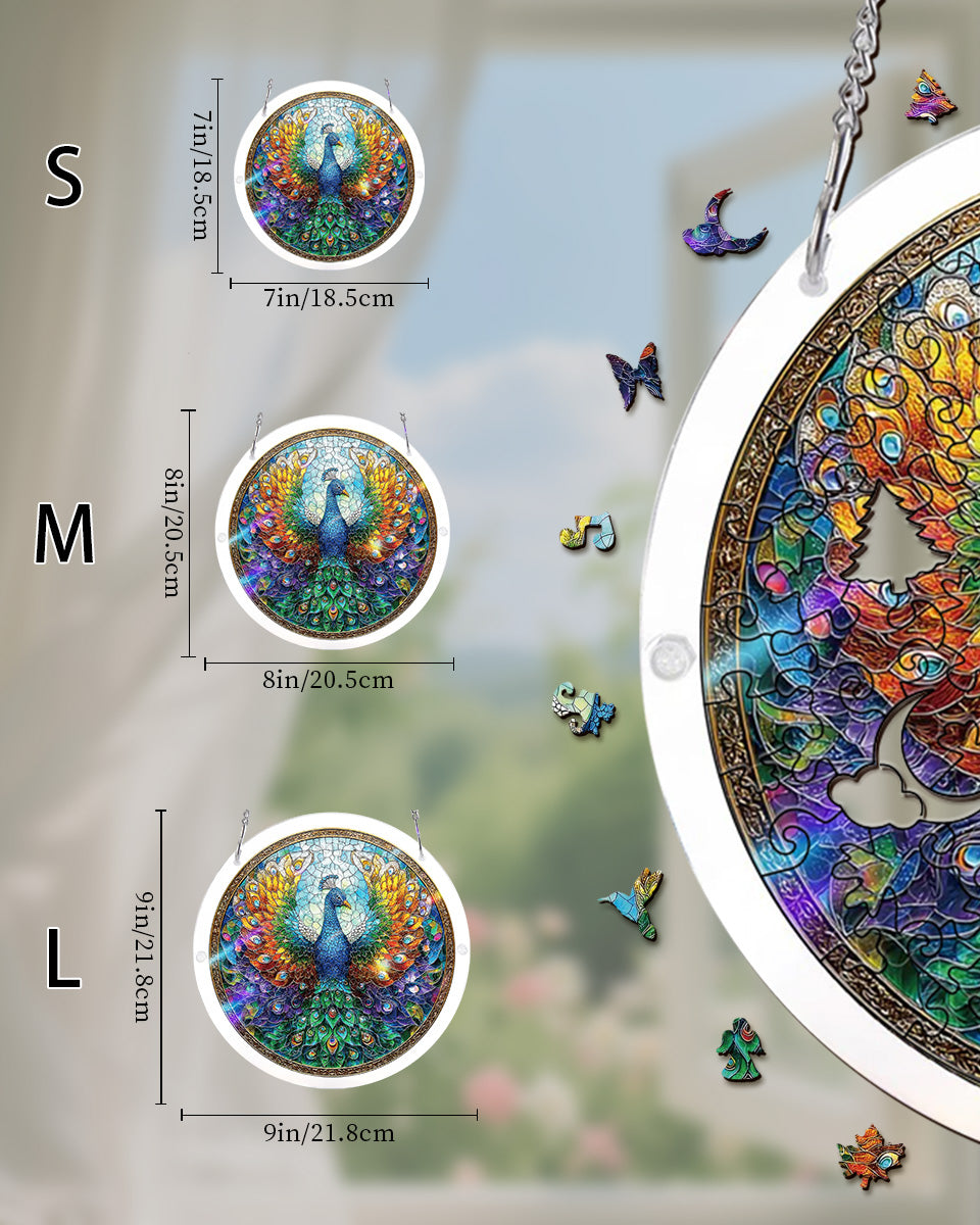 💥May Grand Sale|Up to 60% Off💥Acrylic Jigsaw Puzzle Suncatcher - Peacock of Radiance