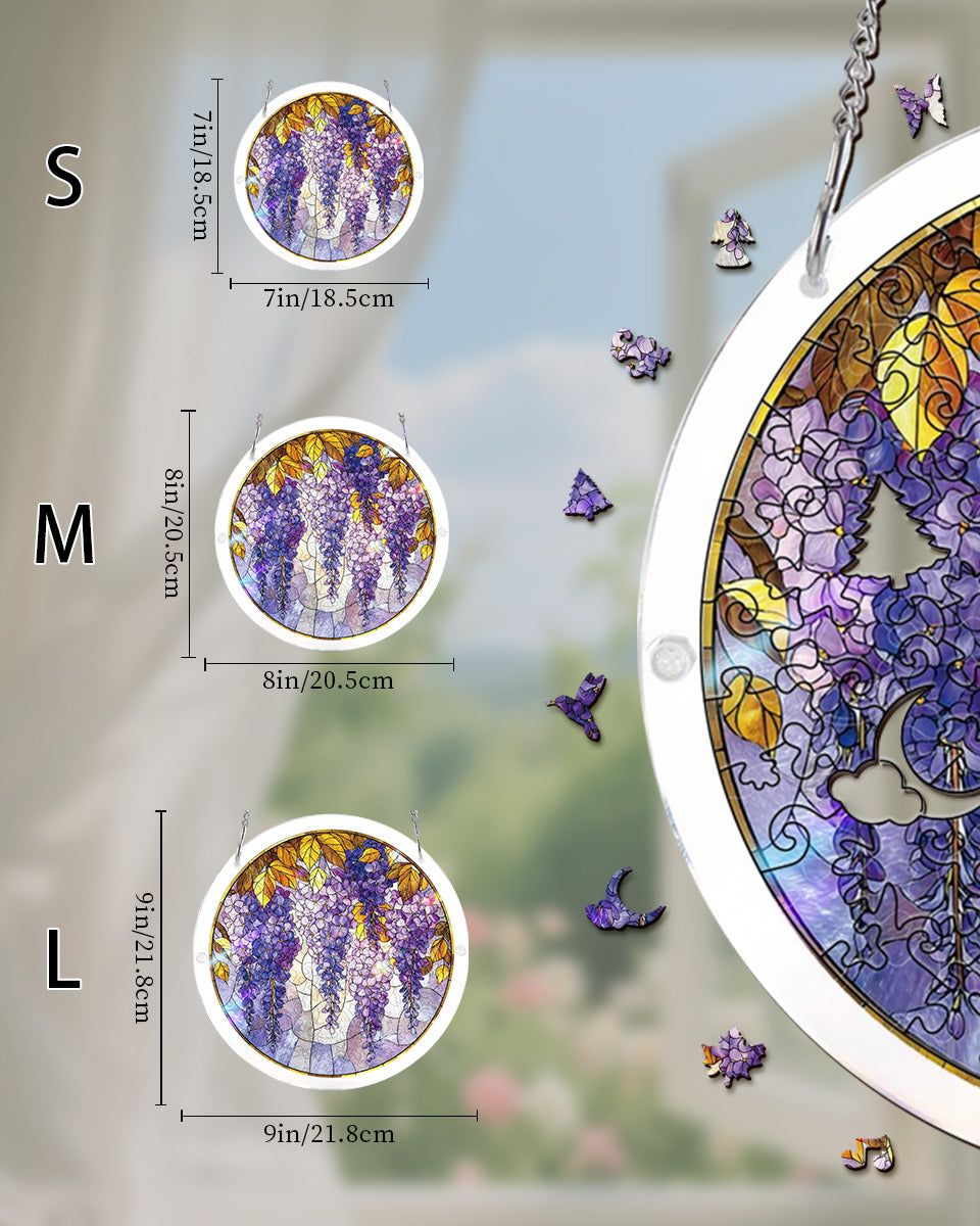 💥May Grand Sale|Up to 60% Off💥Acrylic Jigsaw Puzzle Suncatcher - Wisteria in Glasslight