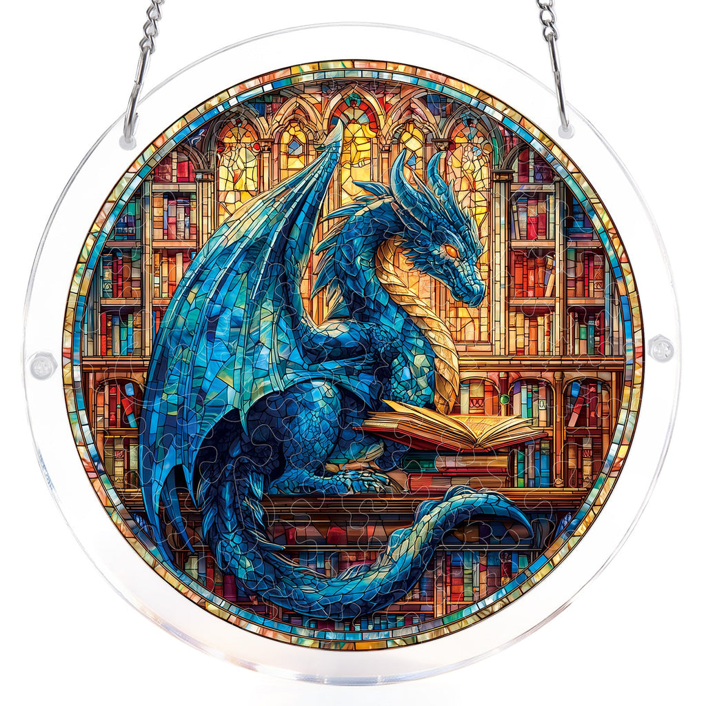 💥May Grand Sale|Up to 60% Off💥The Blue Dragon Library Light Suncatcher-Acrylic Window Art