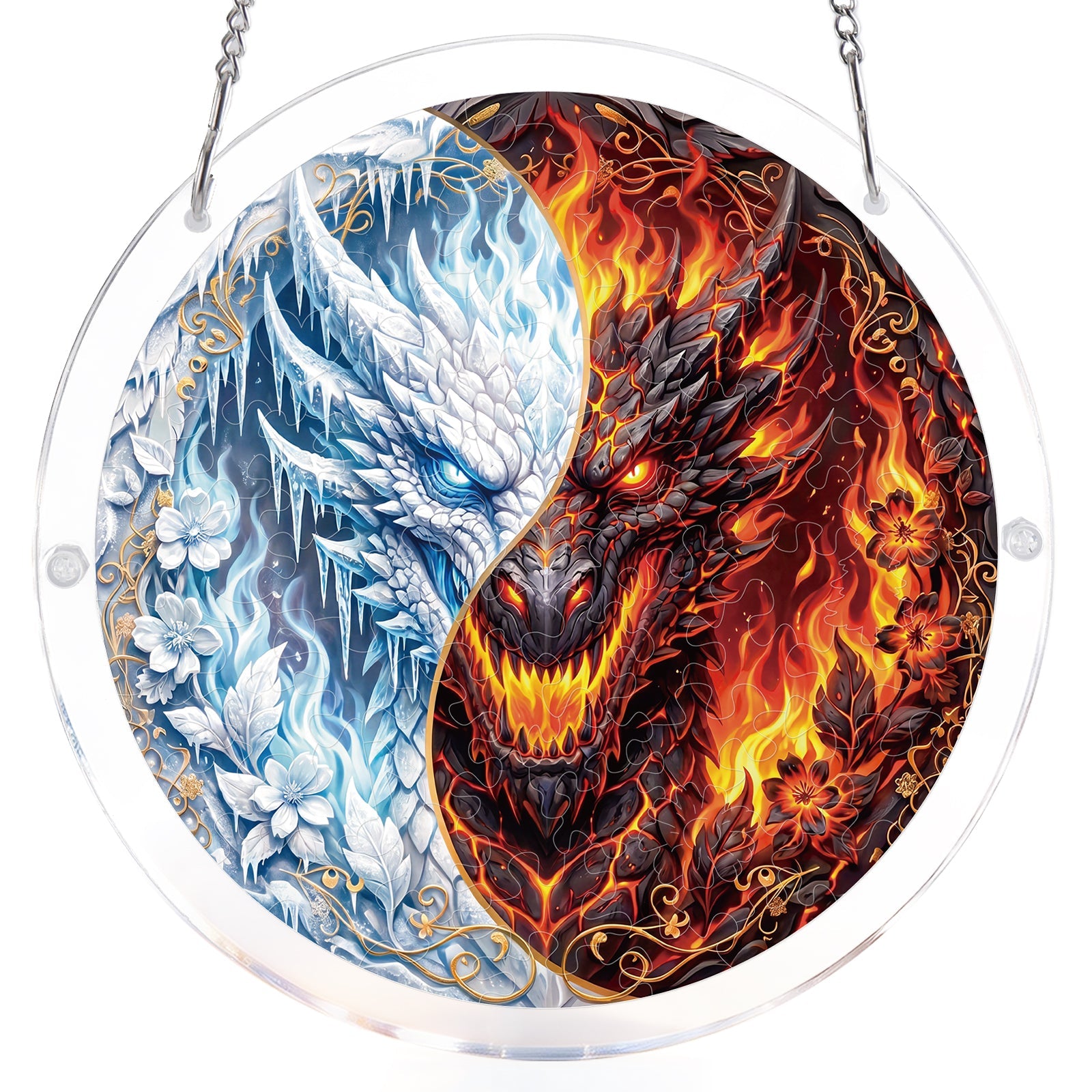💥May Grand Sale|Up to 60% Off💥Twin Dragon Realm Light Suncatcher-Acrylic Window Art