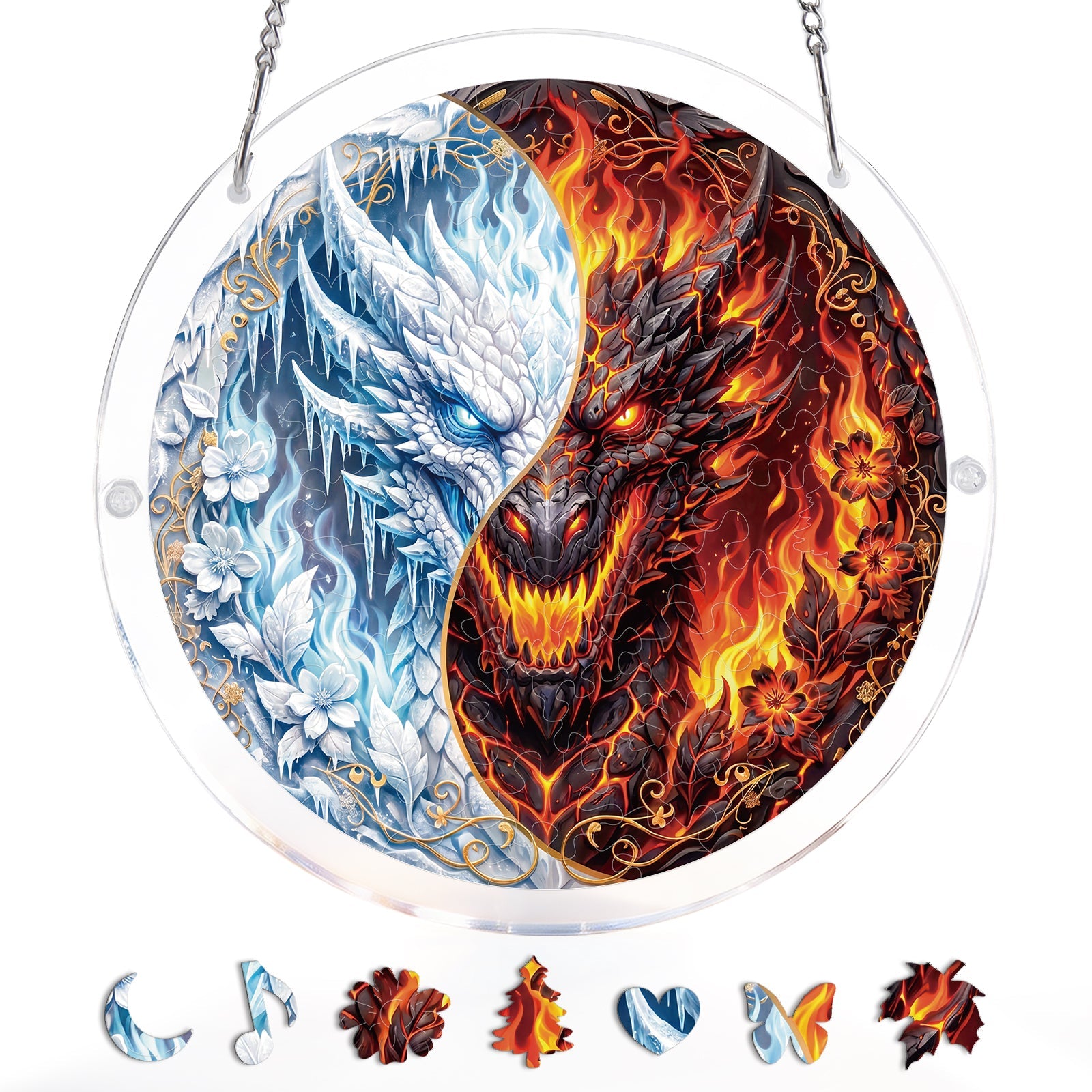 💥May Grand Sale|Up to 60% Off💥Twin Dragon Realm Light Suncatcher-Acrylic Window Art