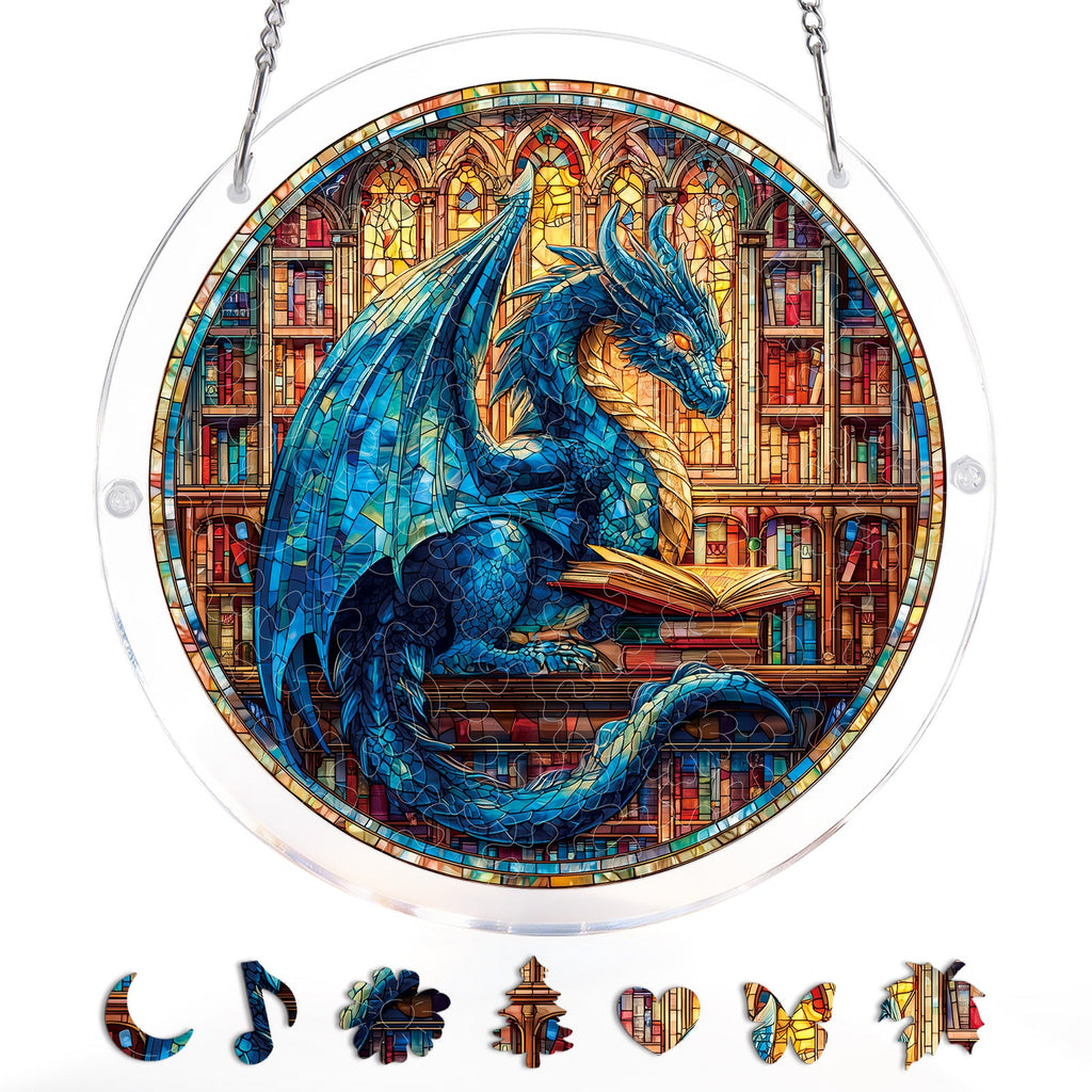 💥May Grand Sale|Up to 60% Off💥The Blue Dragon Library Light Suncatcher-Acrylic Window Art