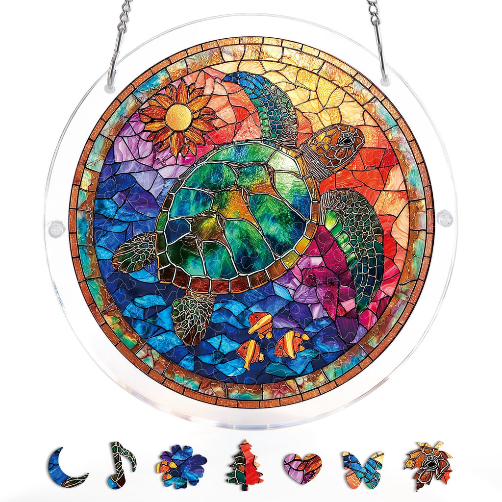 💥May Grand Sale|Up to 60% Off💥Stained Glass Sea Turtle Light Suncatcher-Acrylic Window Art