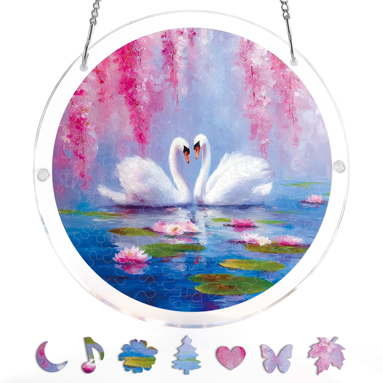 💥May Grand Sale|Up to 60% Off💥Swans in Blossom Lake Light Suncatcher-Acrylic Window Art