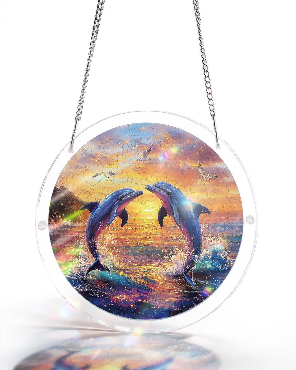 💥May Grand Sale|Up to 60% Off💥Dolphin Love Song Light Suncatcher-Acrylic Window Art