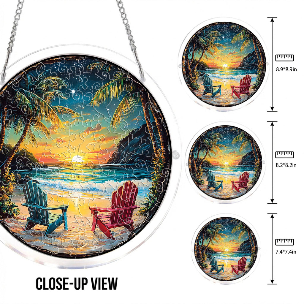 💥May Grand Sale|Up to 60% Off💥Acrylic Jigsaw Puzzle Suncatcher - Tropical Sunset