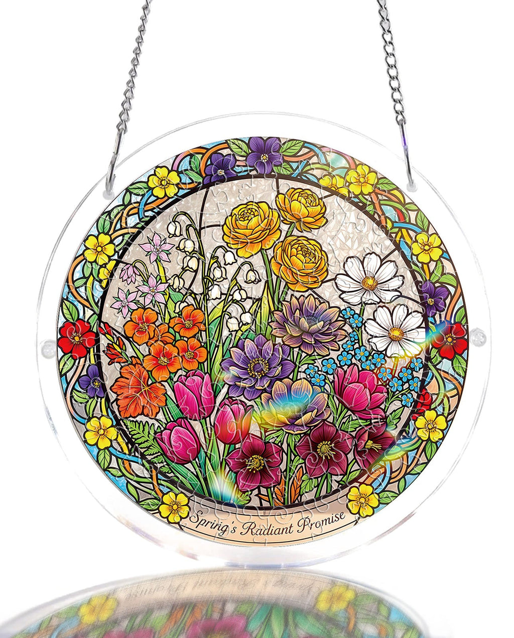 💥May Grand Sale|Up to 60% Off💥Acrylic Jigsaw Puzzle Suncatcher - Spring Blossoms