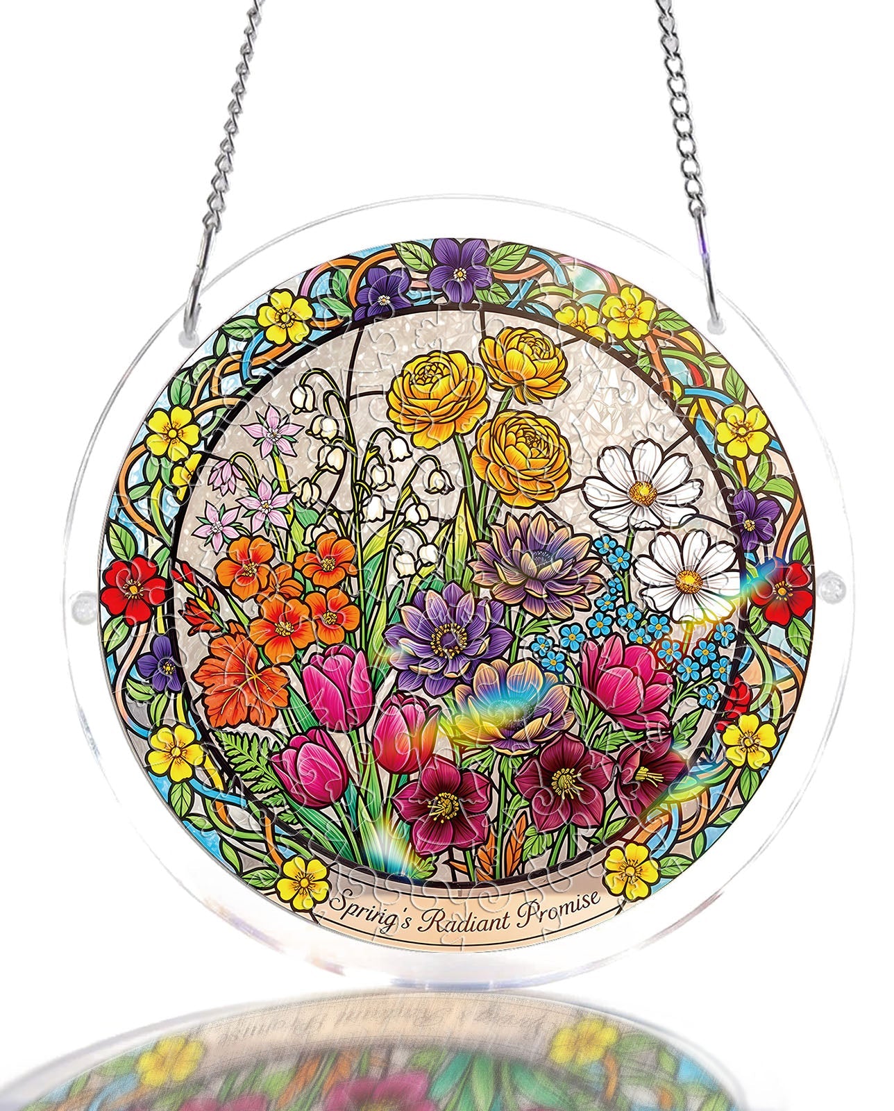 💥May Grand Sale|Up to 60% Off💥Acrylic Jigsaw Puzzle Suncatcher - Spring Blossoms