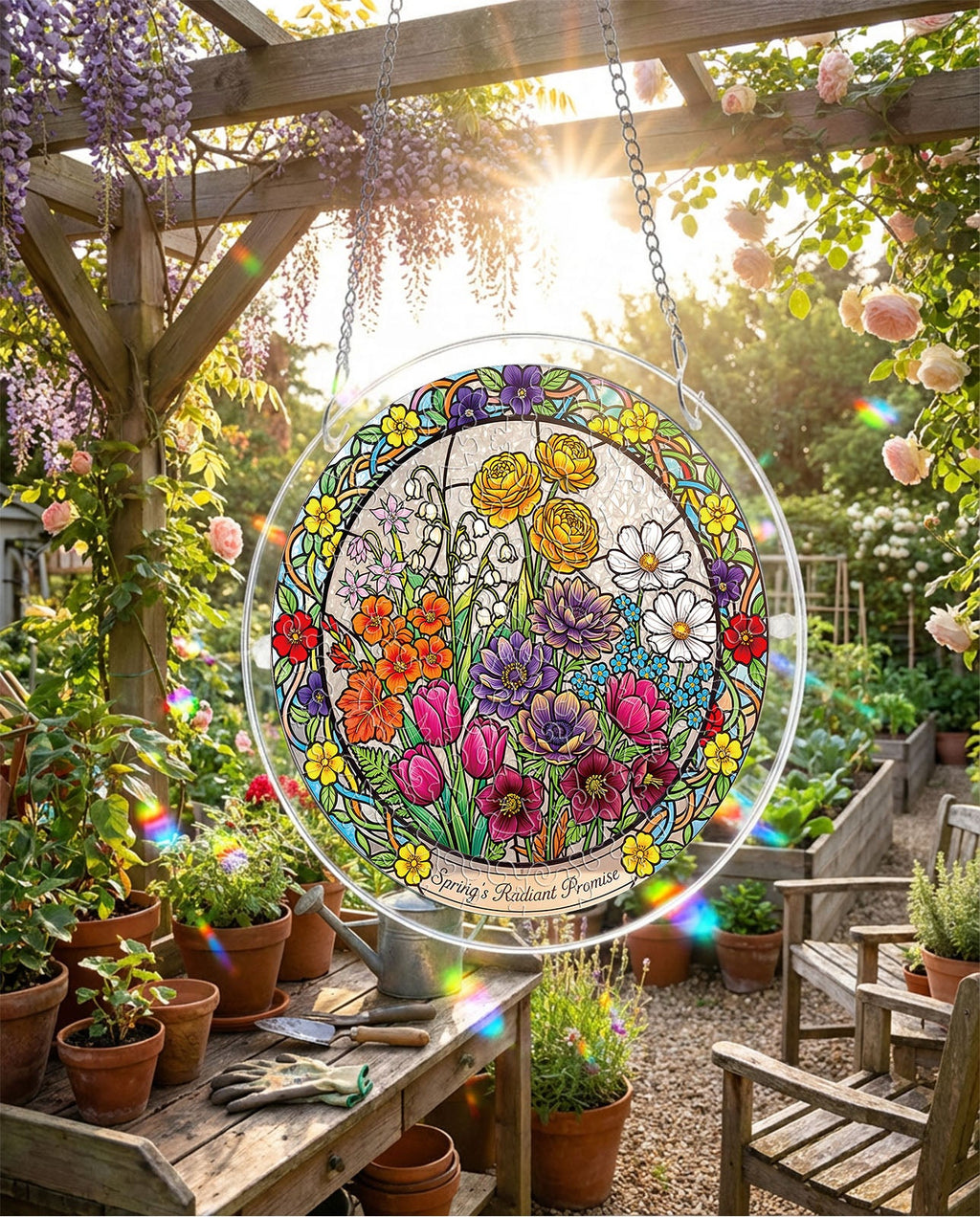 💥May Grand Sale|Up to 60% Off💥Acrylic Jigsaw Puzzle Suncatcher - Spring Blossoms