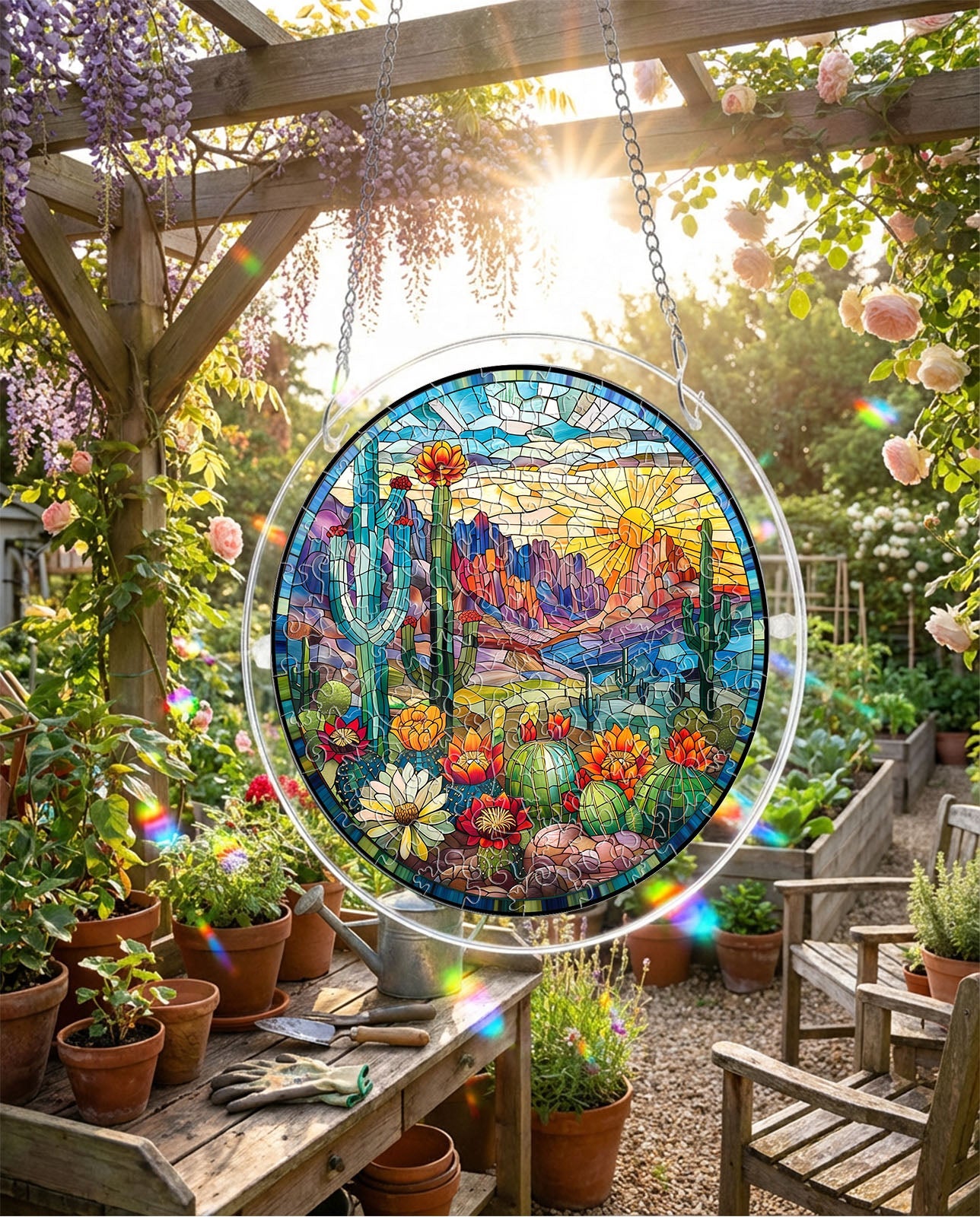 💥May Grand Sale|Up to 60% Off💥Acrylic Jigsaw Puzzle Suncatcher - Desert Sunrise