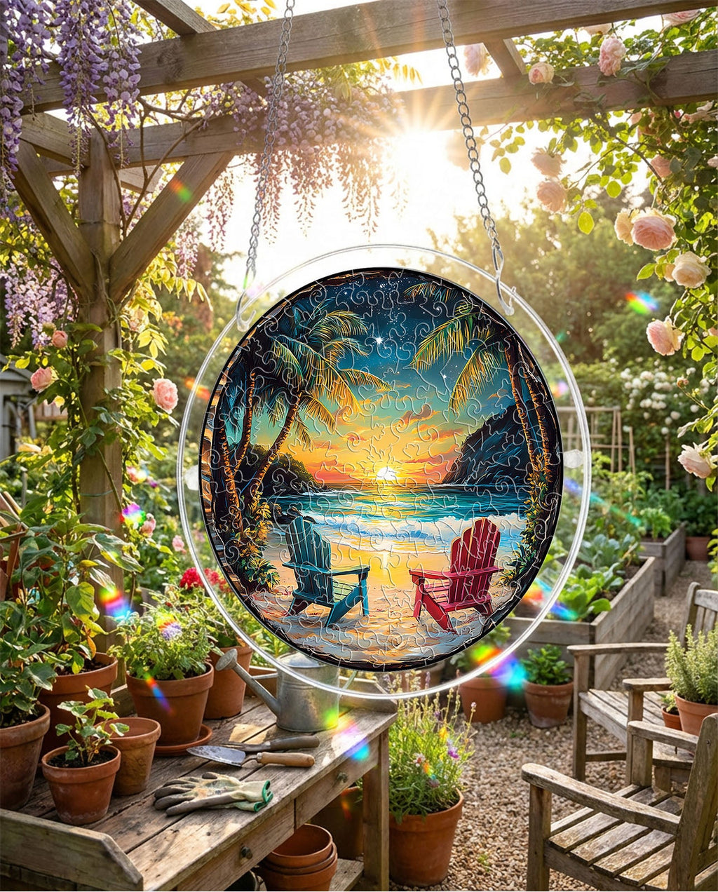 💥May Grand Sale|Up to 60% Off💥Acrylic Jigsaw Puzzle Suncatcher - Tropical Sunset