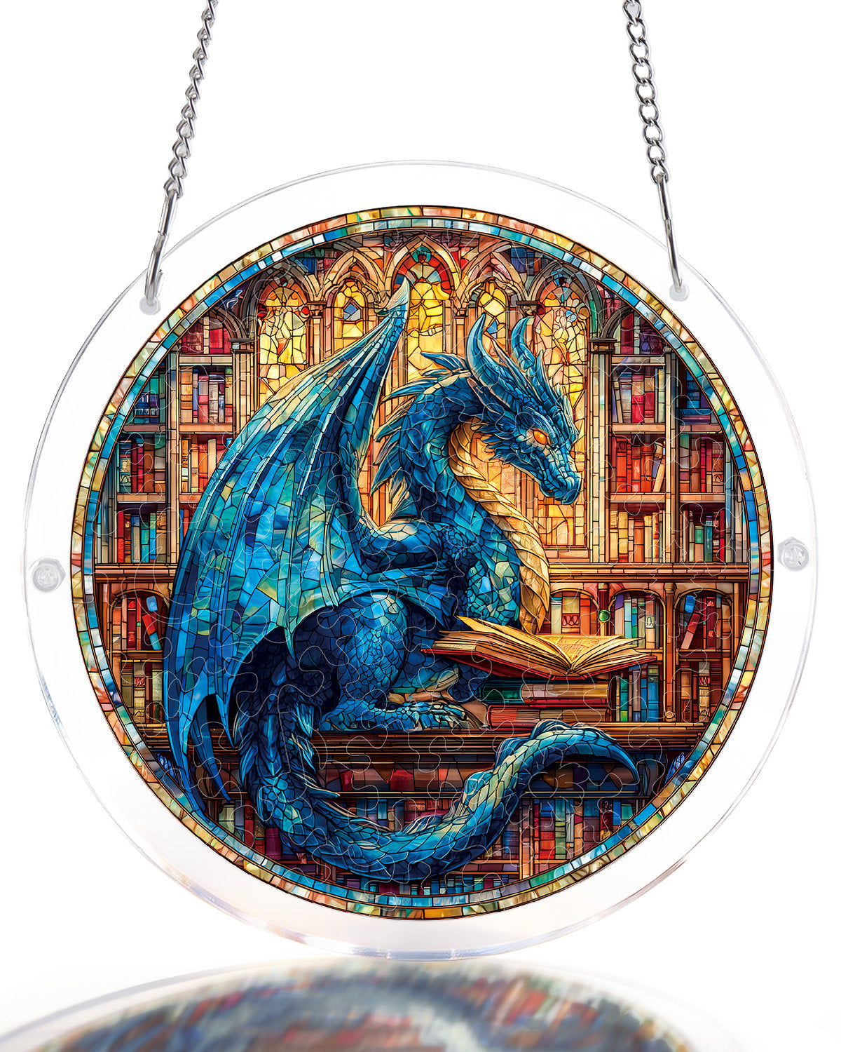 💥May Grand Sale|Up to 60% Off💥The Blue Dragon Library Light Suncatcher-Acrylic Window Art