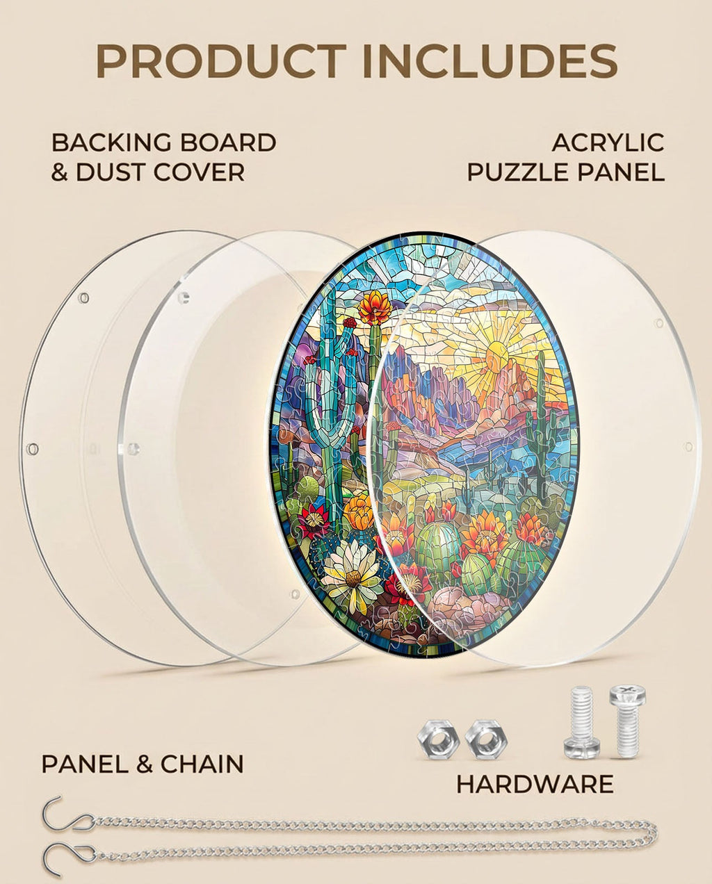 💥May Grand Sale|Up to 60% Off💥Acrylic Jigsaw Puzzle Suncatcher - Desert Sunrise