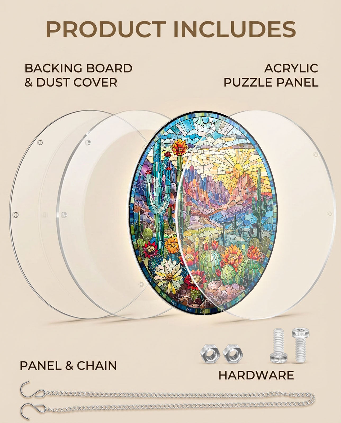 💥May Grand Sale|Up to 60% Off💥Acrylic Jigsaw Puzzle Suncatcher - Desert Sunrise