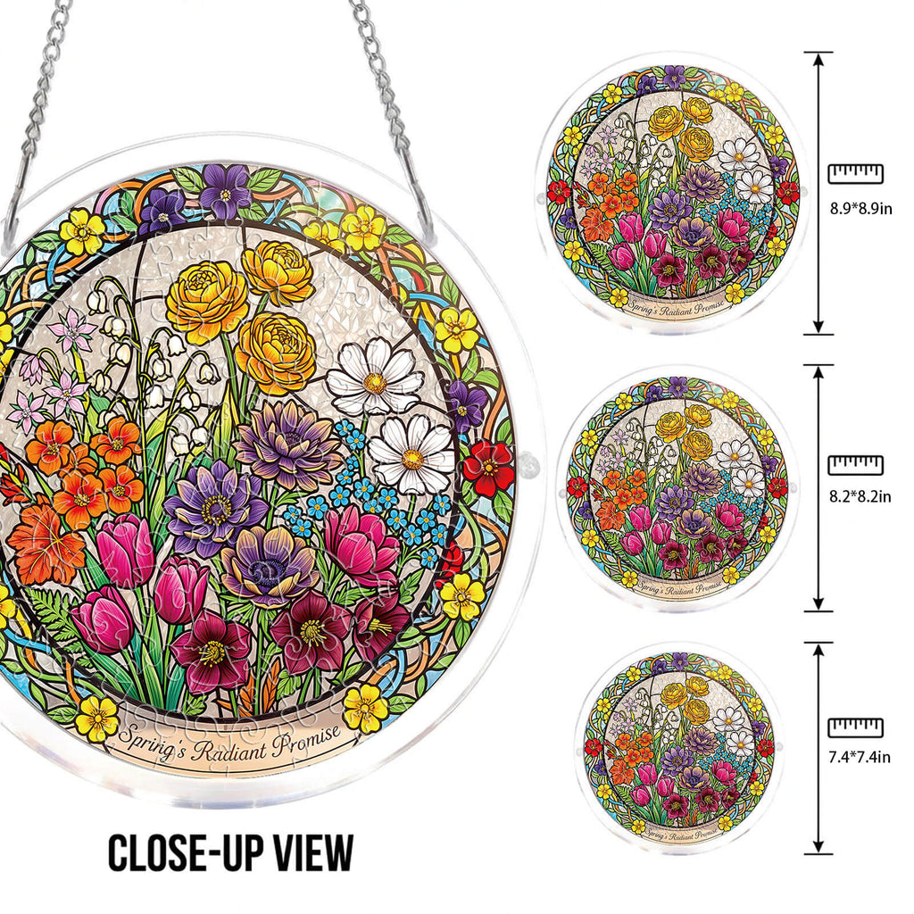 💥May Grand Sale|Up to 60% Off💥Acrylic Jigsaw Puzzle Suncatcher - Spring Blossoms