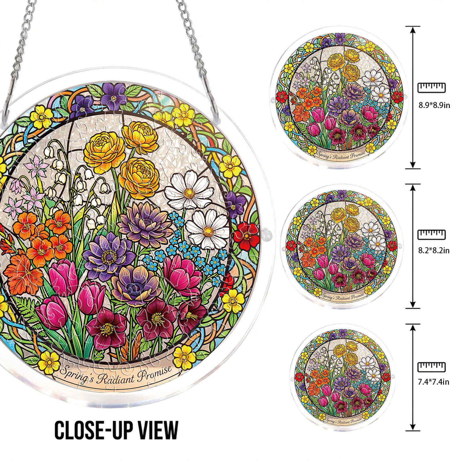 💥May Grand Sale|Up to 60% Off💥Acrylic Jigsaw Puzzle Suncatcher - Spring Blossoms