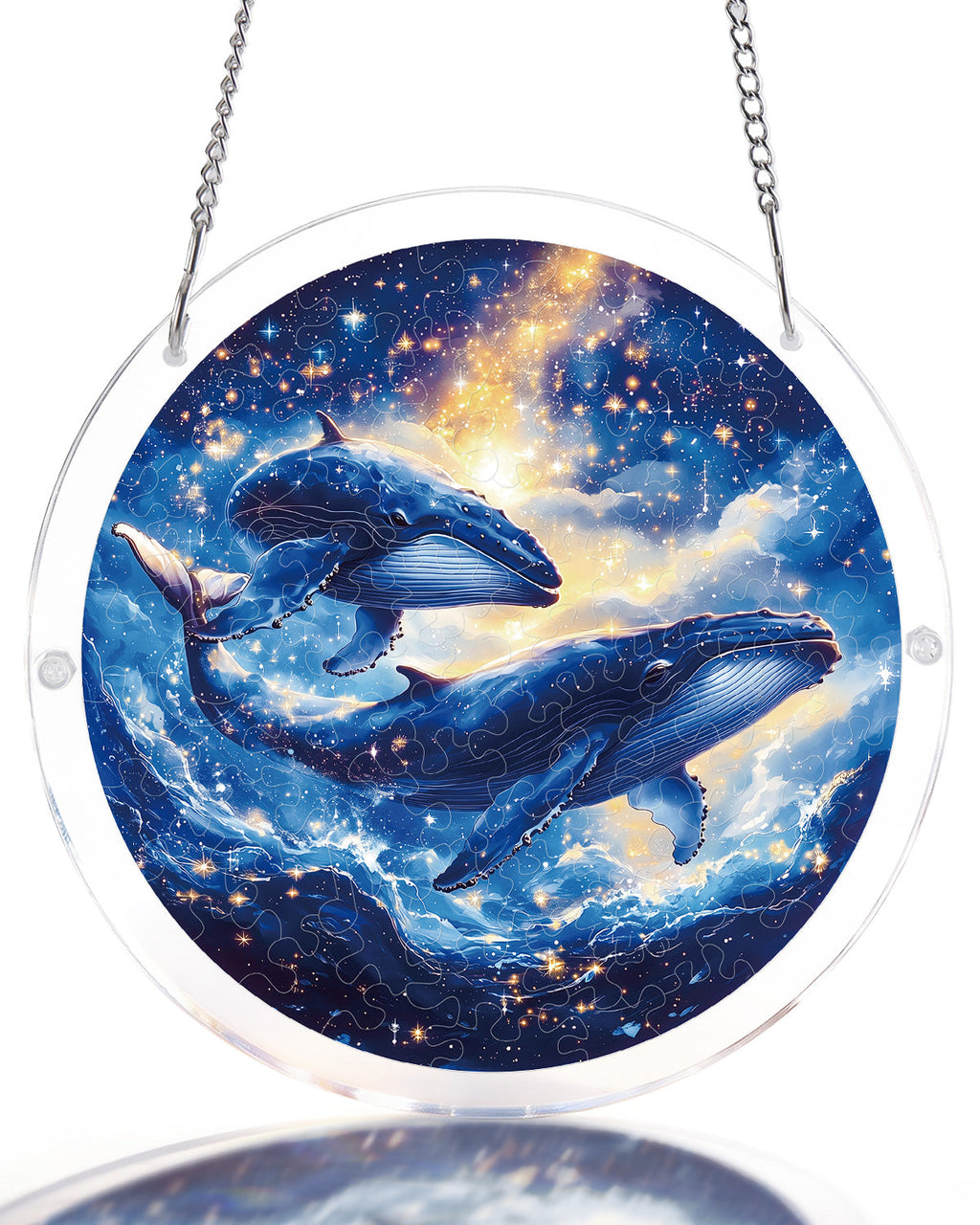 💥May Grand Sale|Up to 60% Off💥Twin Whales of the Cosmos Light Suncatcher-Acrylic Window Art