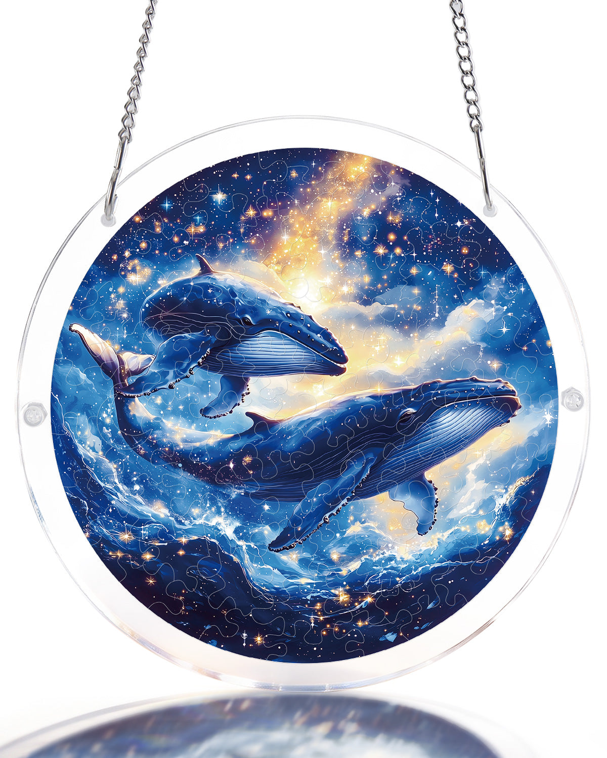 💥May Grand Sale|Up to 60% Off💥Twin Whales of the Cosmos Light Suncatcher-Acrylic Window Art