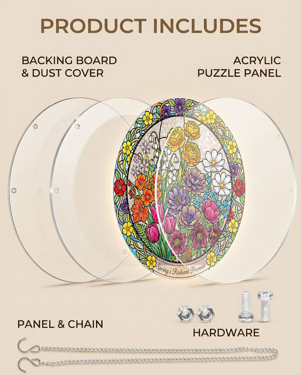 💥May Grand Sale|Up to 60% Off💥Acrylic Jigsaw Puzzle Suncatcher - Spring Blossoms