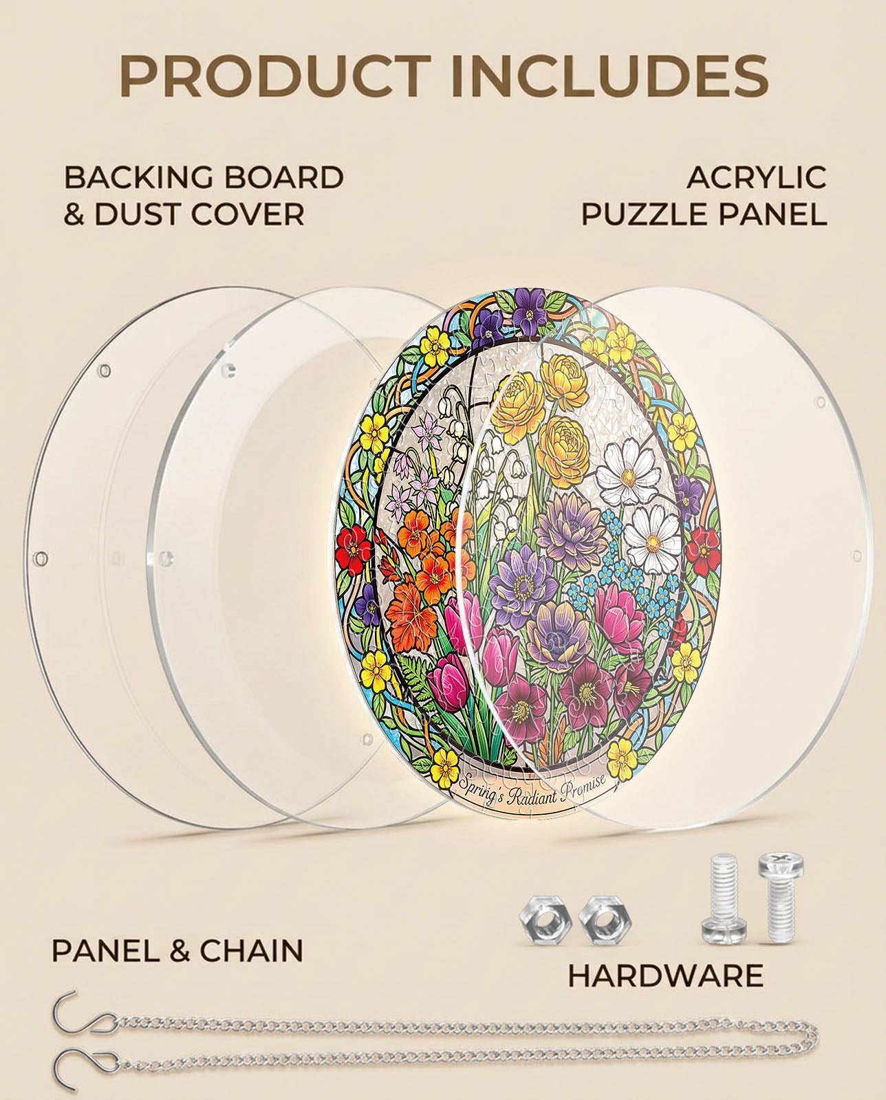 💥May Grand Sale|Up to 60% Off💥Acrylic Jigsaw Puzzle Suncatcher - Spring Blossoms