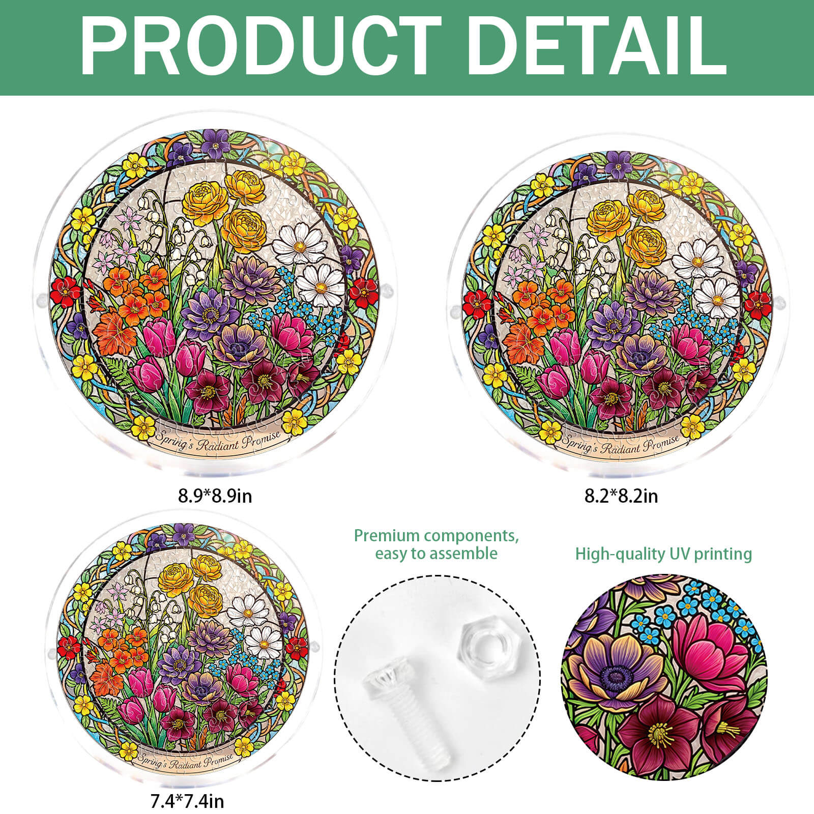 💥May Grand Sale|Up to 60% Off💥Acrylic Jigsaw Puzzle Suncatcher - Spring Blossoms