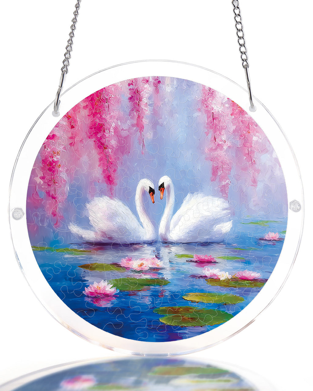 💥May Grand Sale|Up to 60% Off💥Swans in Blossom Lake Light Suncatcher-Acrylic Window Art