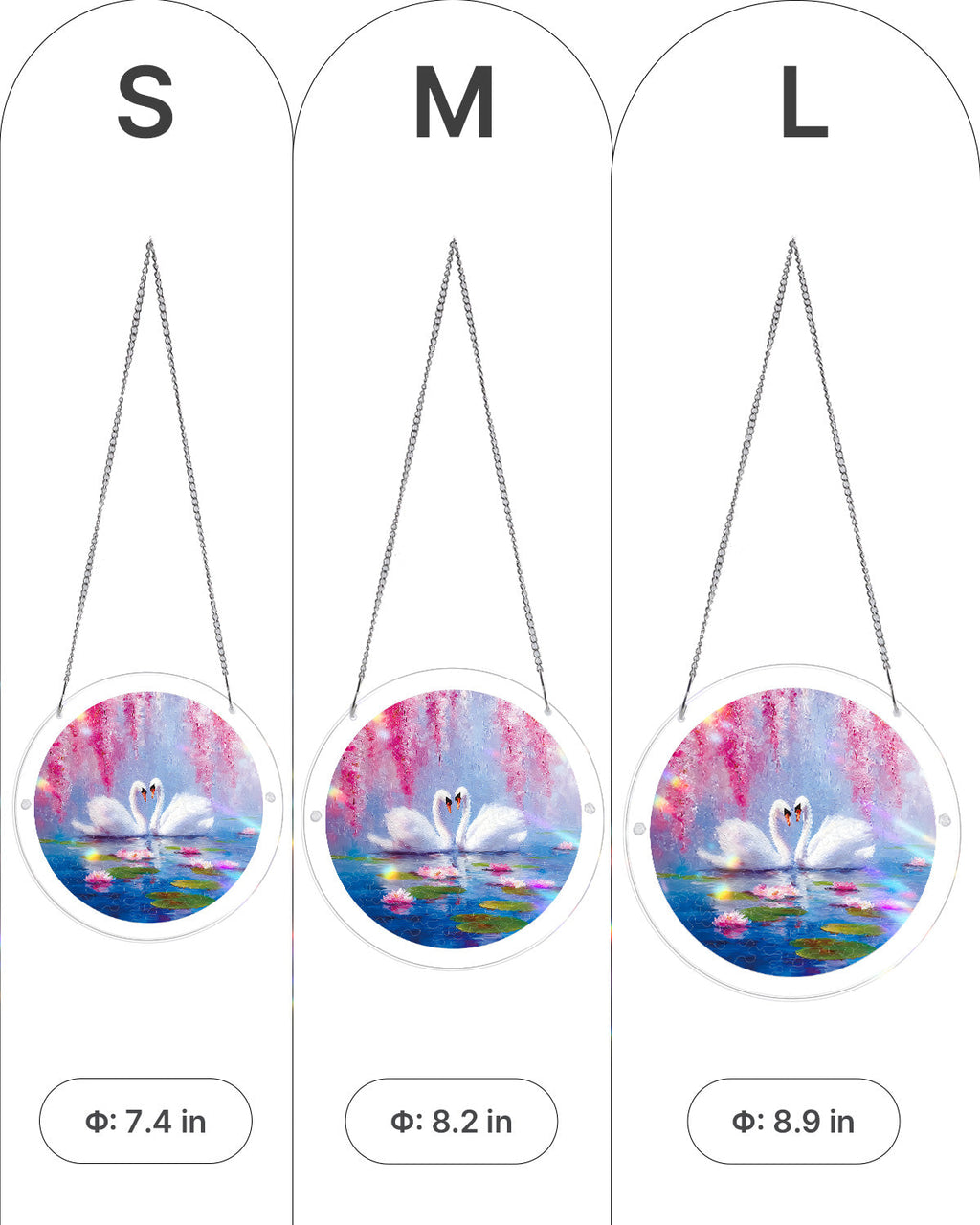 💥May Grand Sale|Up to 60% Off💥Swans in Blossom Lake Light Suncatcher-Acrylic Window Art
