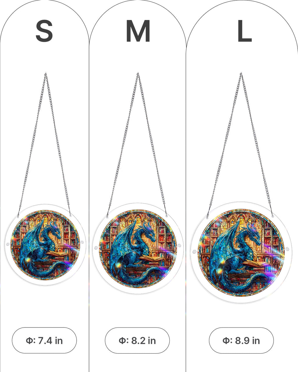 💥May Grand Sale|Up to 60% Off💥The Blue Dragon Library Light Suncatcher-Acrylic Window Art