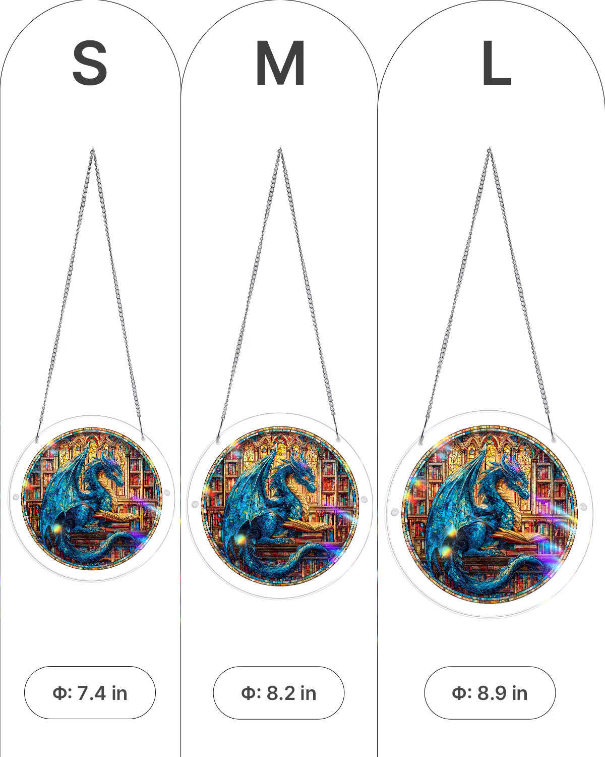 💥May Grand Sale|Up to 60% Off💥The Blue Dragon Library Light Suncatcher-Acrylic Window Art