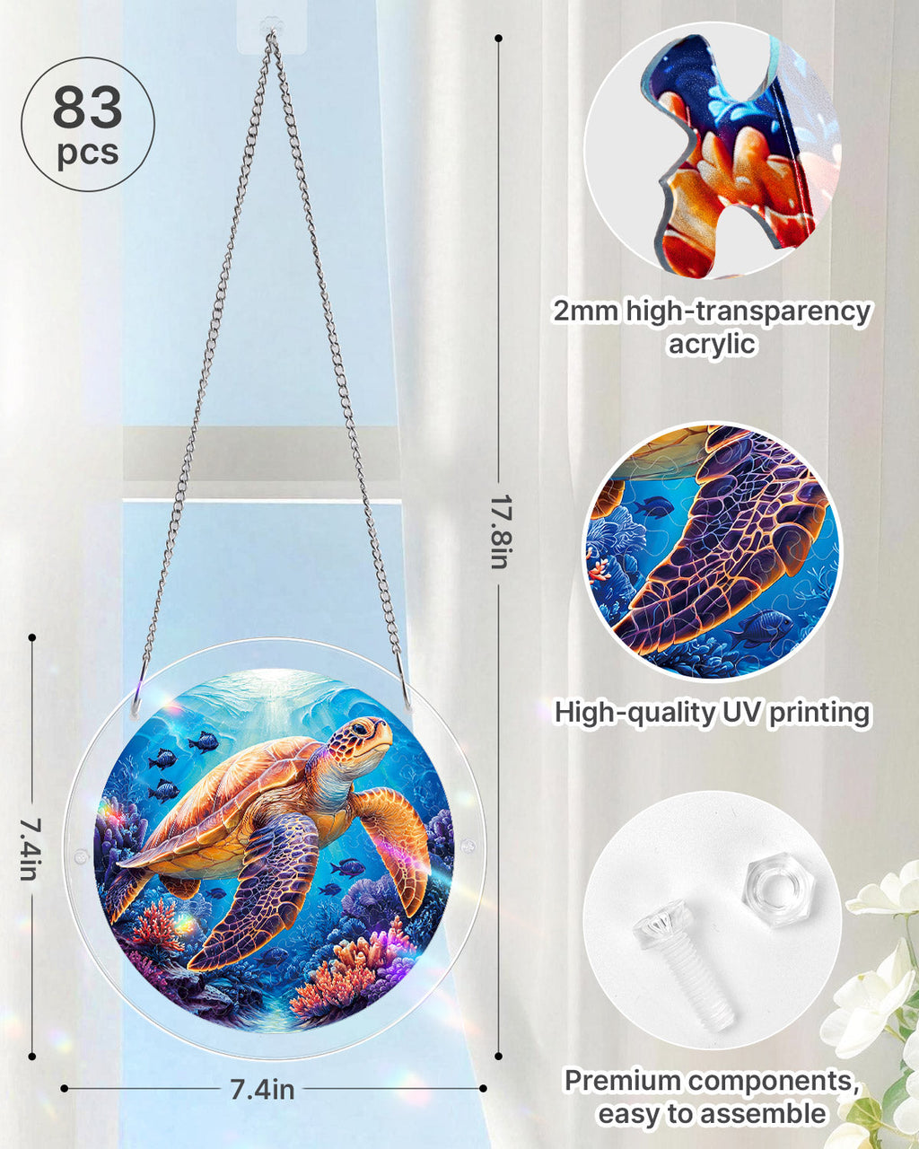 💥May Grand Sale|Up to 60% Off💥Starsea Turtle Light Suncatcher-Acrylic Window Art