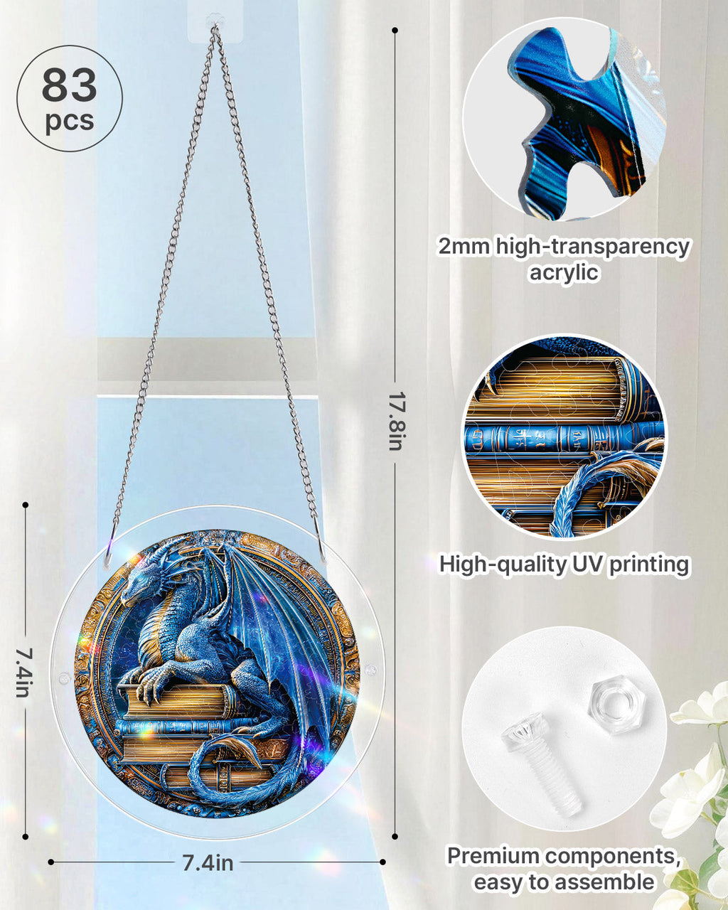 💥May Grand Sale|Up to 60% Off💥Dragon Realm Library Light Suncatcher-Acrylic Window Art