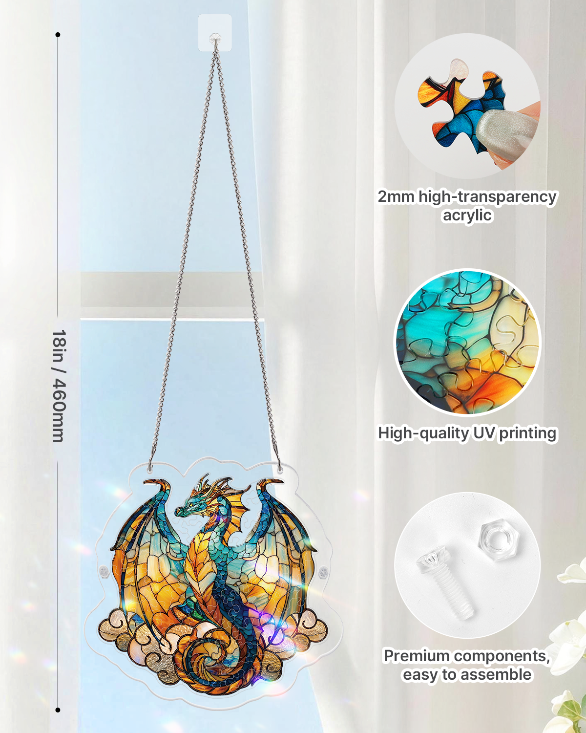 💥May Grand Sale|Up to 60% Off💥Oceanfire Dragon Light Suncatcher-Acrylic Window Art