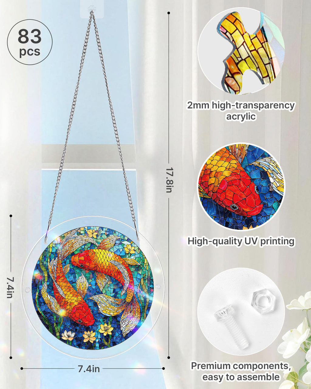 💥May Grand Sale|Up to 60% Off💥Koi Dream Pond Light Suncatcher-Acrylic Window Art