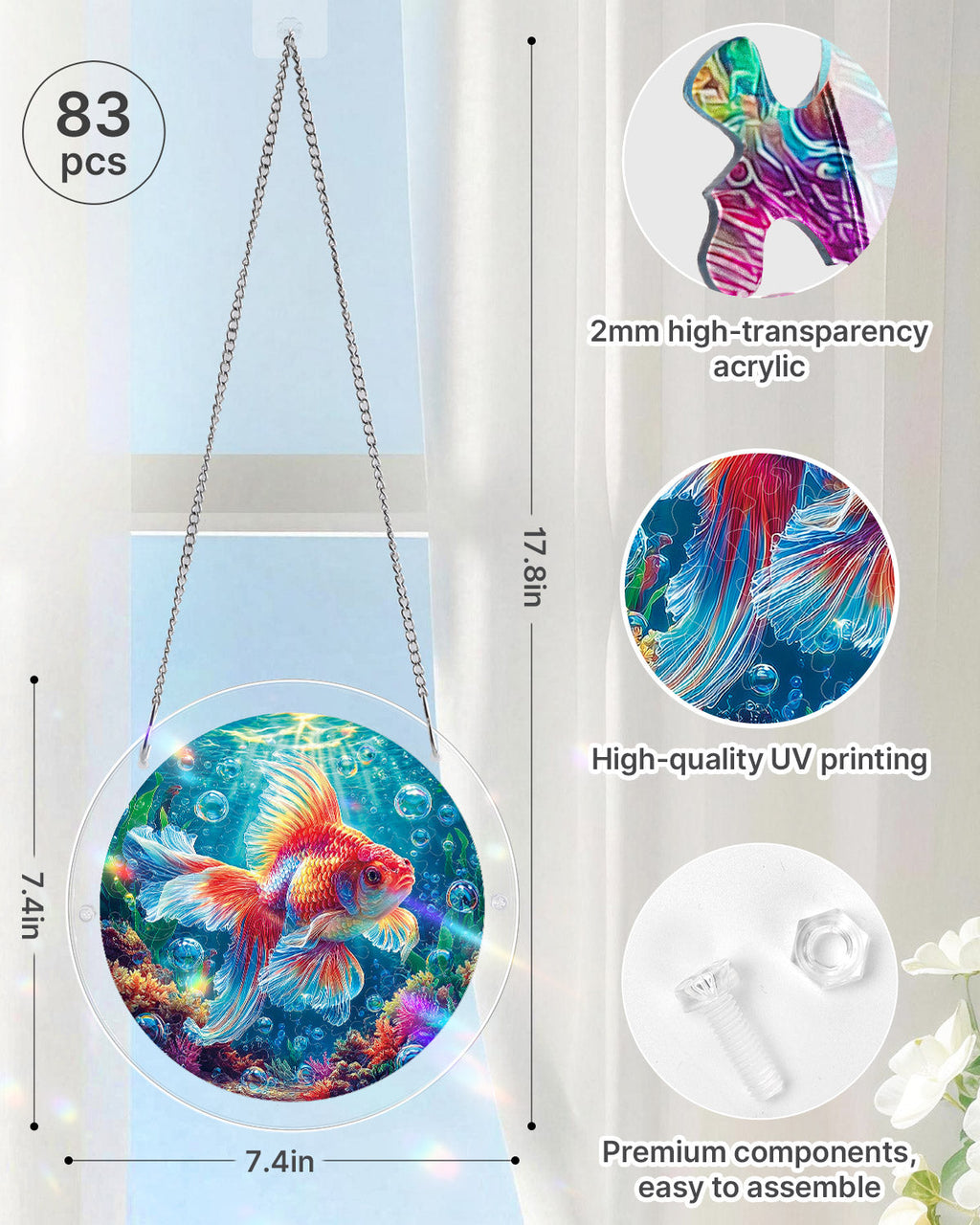 💥May Grand Sale|Up to 60% Off💥Starflame Goldfish Light Suncatcher-Acrylic Window Art