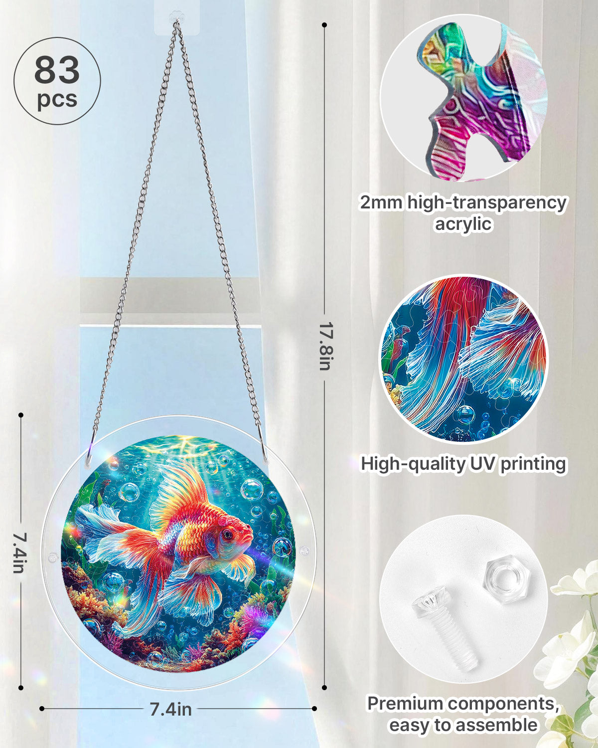 💥May Grand Sale|Up to 60% Off💥Starflame Goldfish Light Suncatcher-Acrylic Window Art