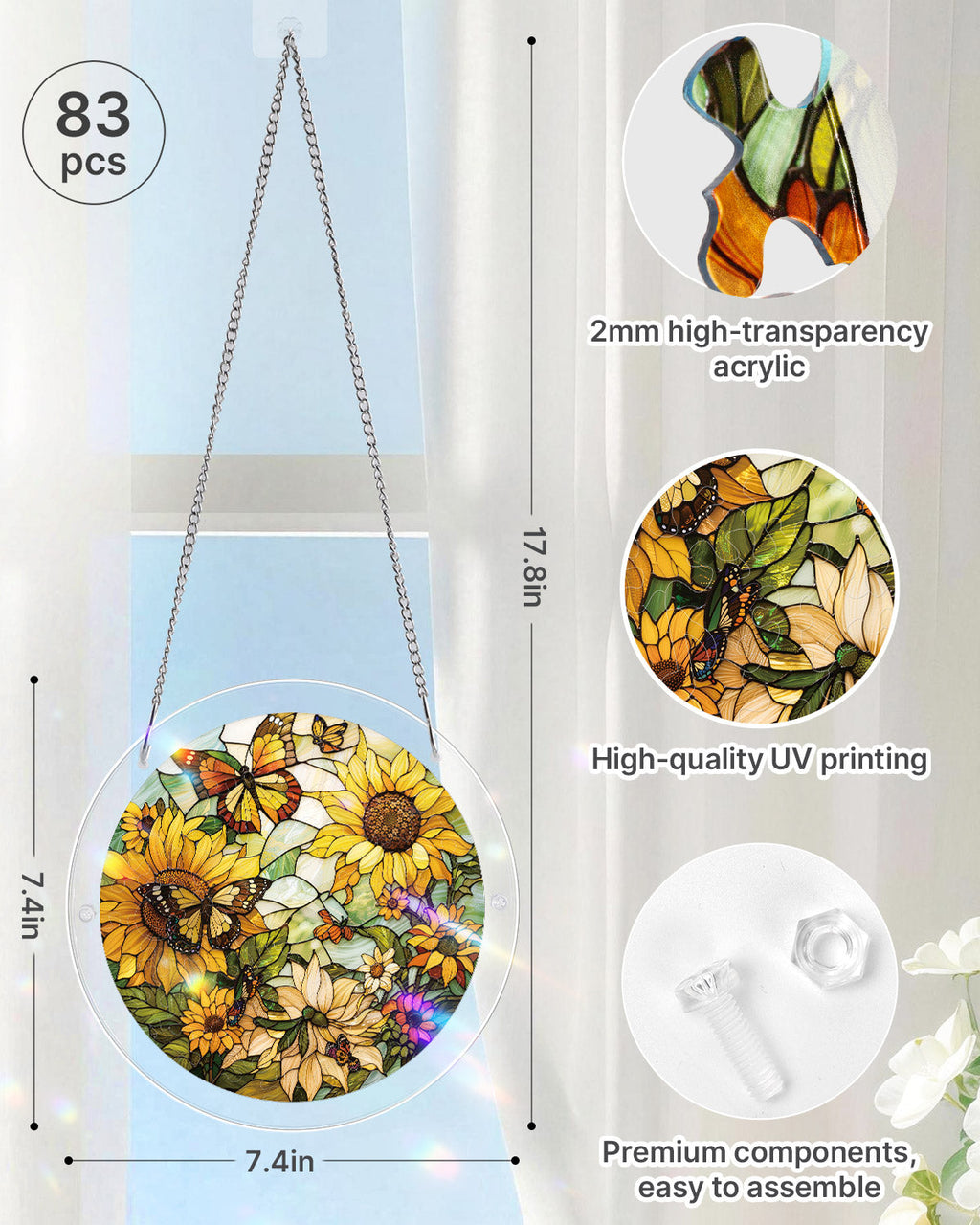 💥May Grand Sale|Up to 60% Off💥Sunflower Whispers Light Suncatcher-Acrylic Window Art