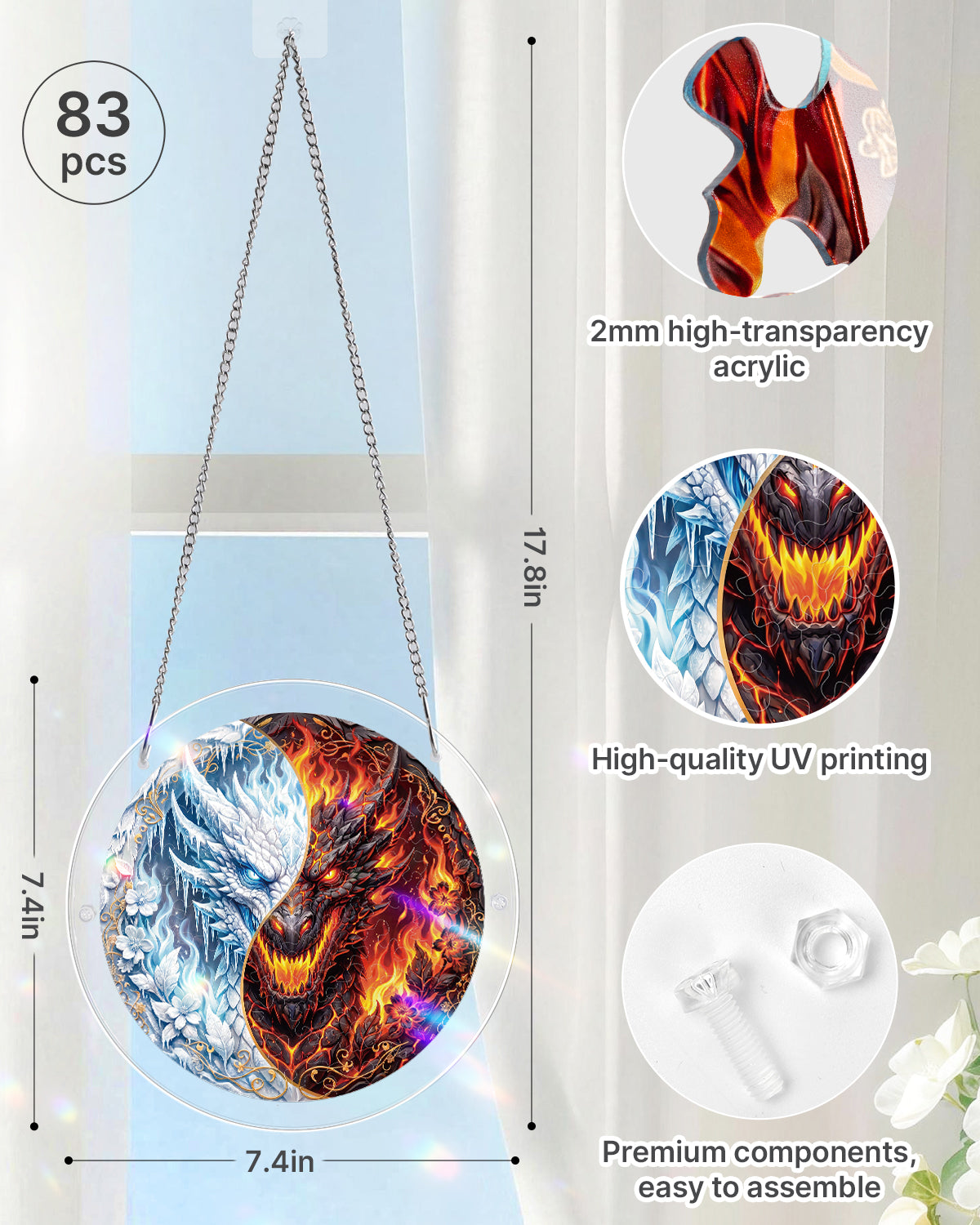 💥May Grand Sale|Up to 60% Off💥Twin Dragon Realm Light Suncatcher-Acrylic Window Art