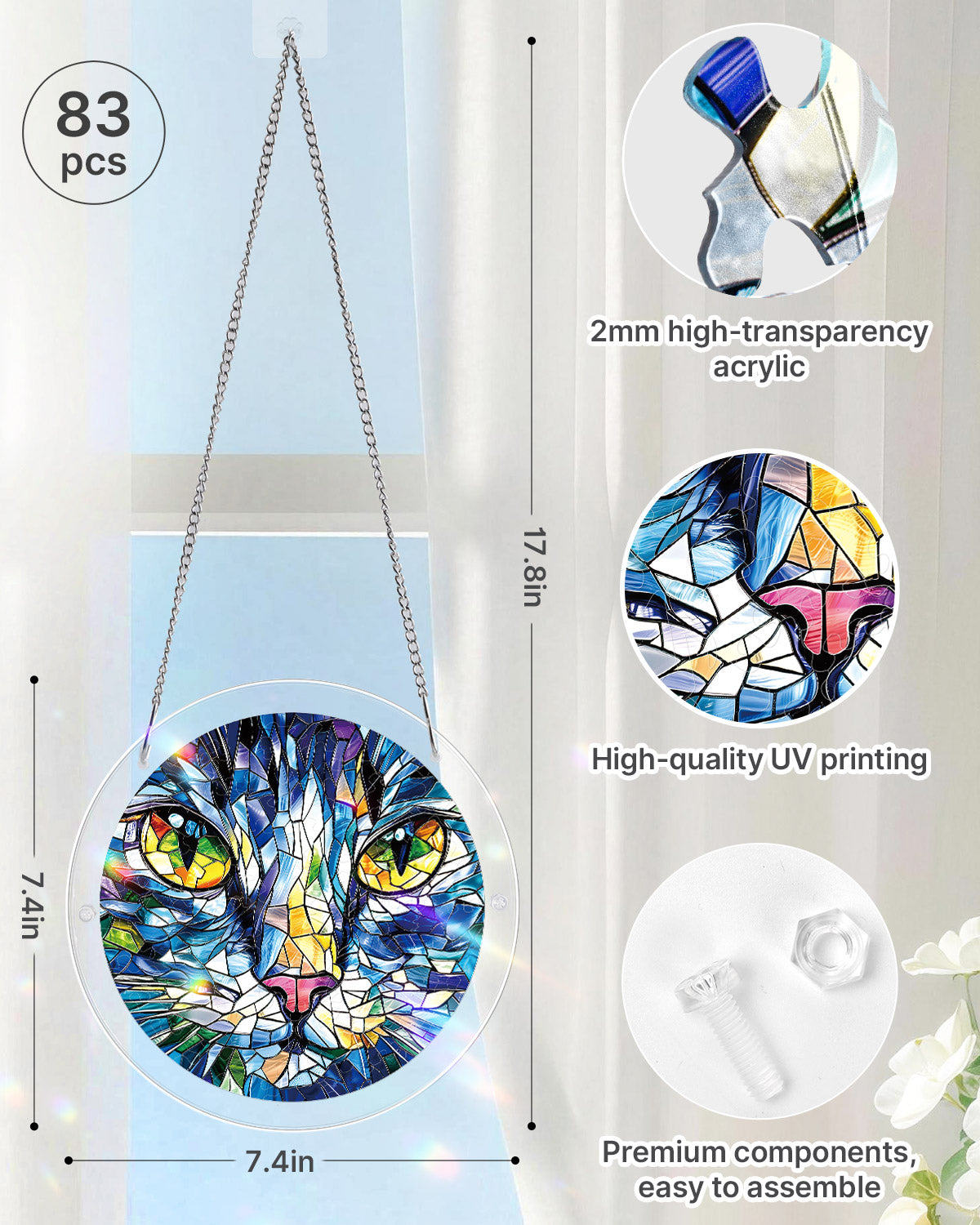 💥May Grand Sale|Up to 60% Off💥Mosaic Cat Light Suncatcher-Acrylic Window Art