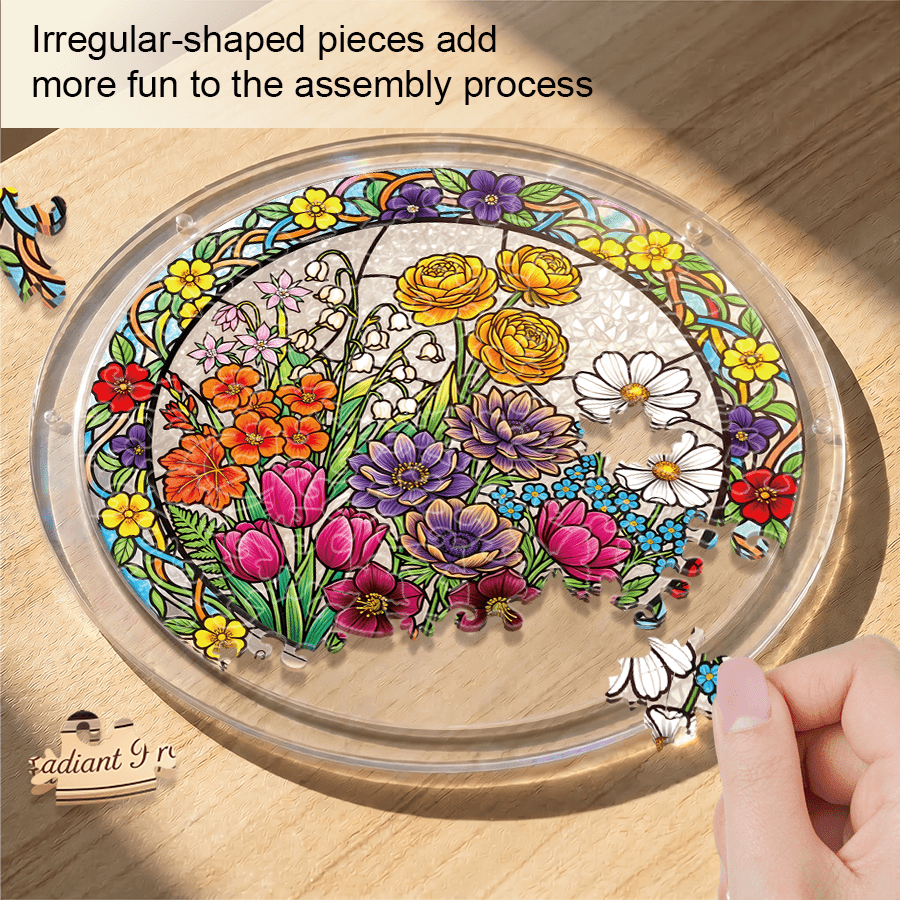 💥May Grand Sale|Up to 60% Off💥Acrylic Jigsaw Puzzle Suncatcher - Spring Blossoms