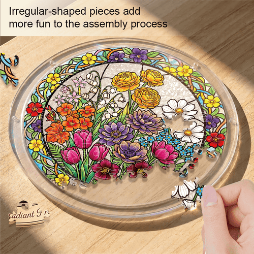 💥May Grand Sale|Up to 60% Off💥Acrylic Jigsaw Puzzle Suncatcher - Spring Blossoms
