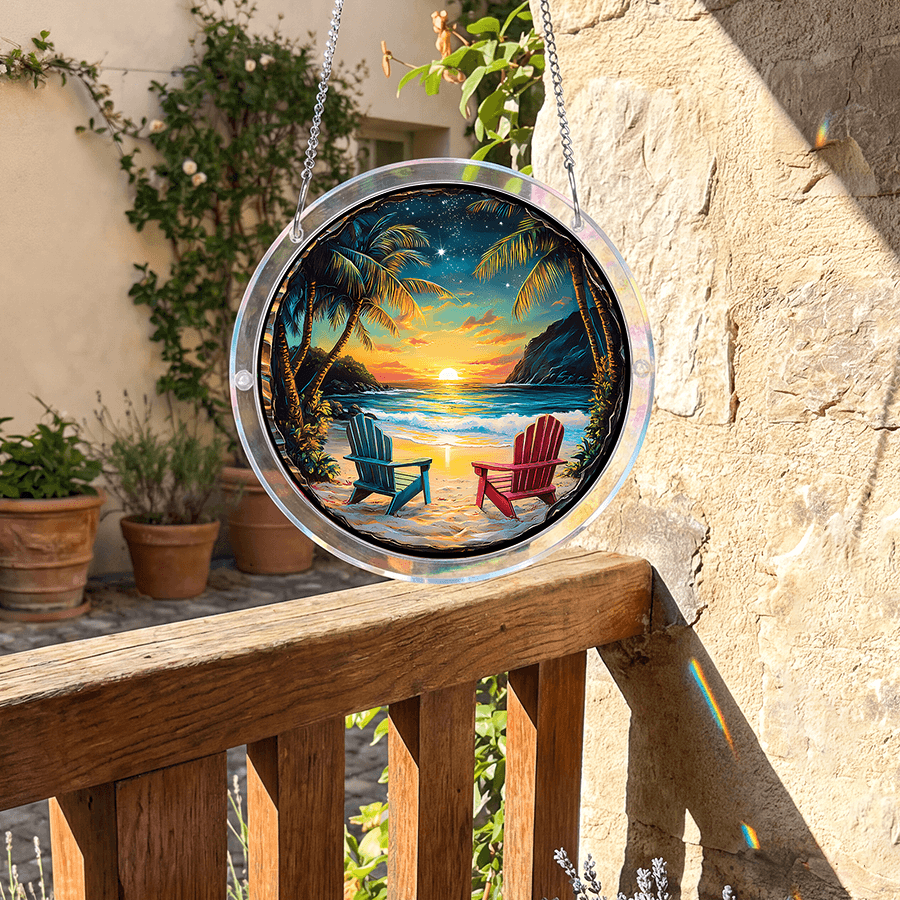 💥May Grand Sale|Up to 60% Off💥Acrylic Jigsaw Puzzle Suncatcher - Tropical Sunset