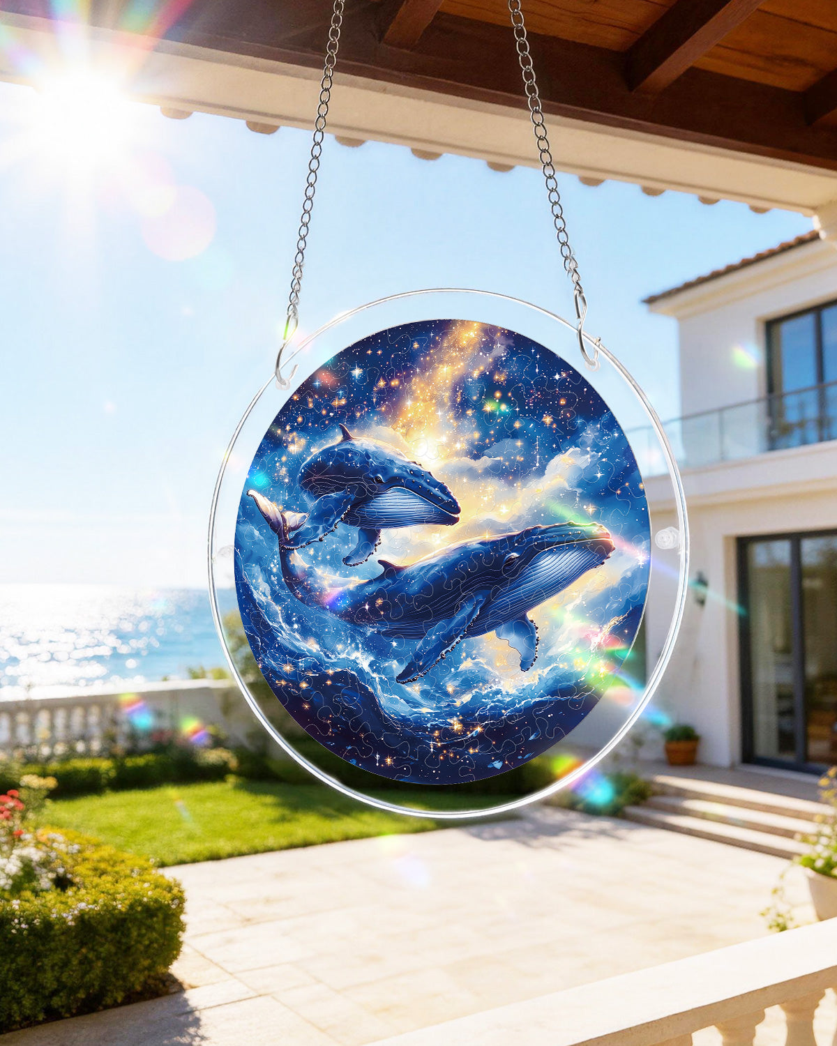 💥May Grand Sale|Up to 60% Off💥Twin Whales of the Cosmos Light Suncatcher-Acrylic Window Art