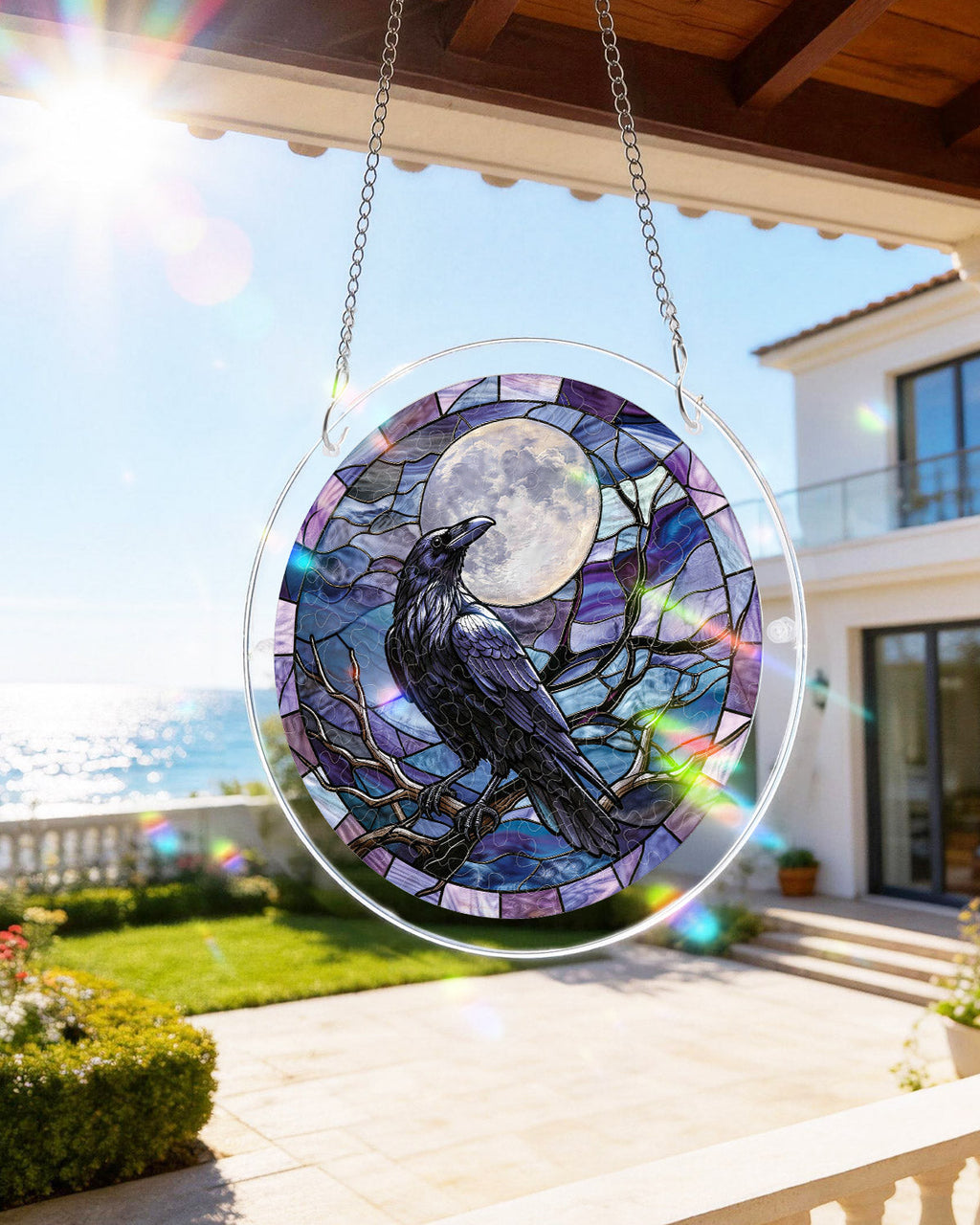 💥May Grand Sale|Up to 60% Off💥Moonlit Raven Light Suncatcher-Acrylic Window Art