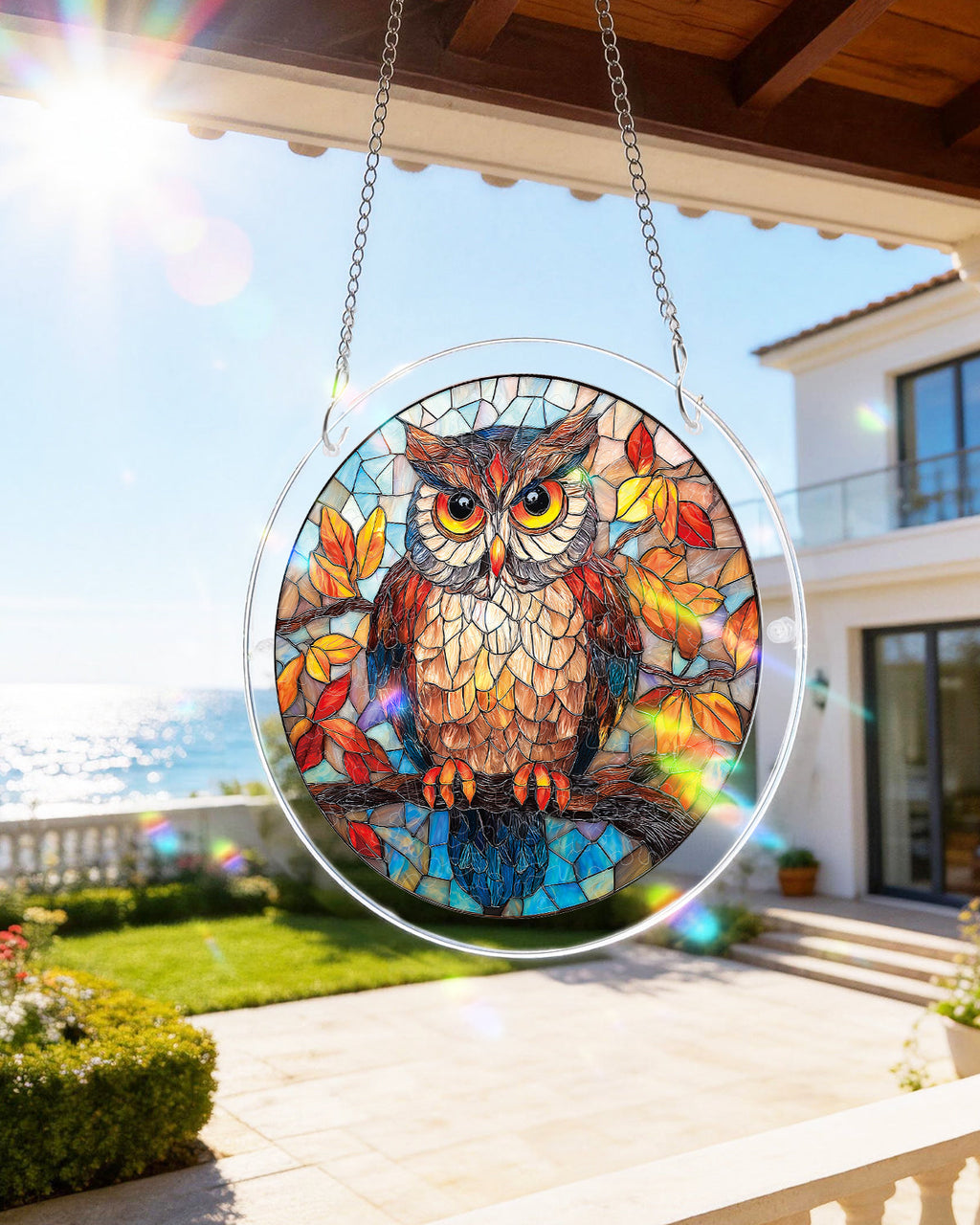 💥May Grand Sale|Up to 60% Off💥Autumn Owl Light Suncatcher-Acrylic Window Art