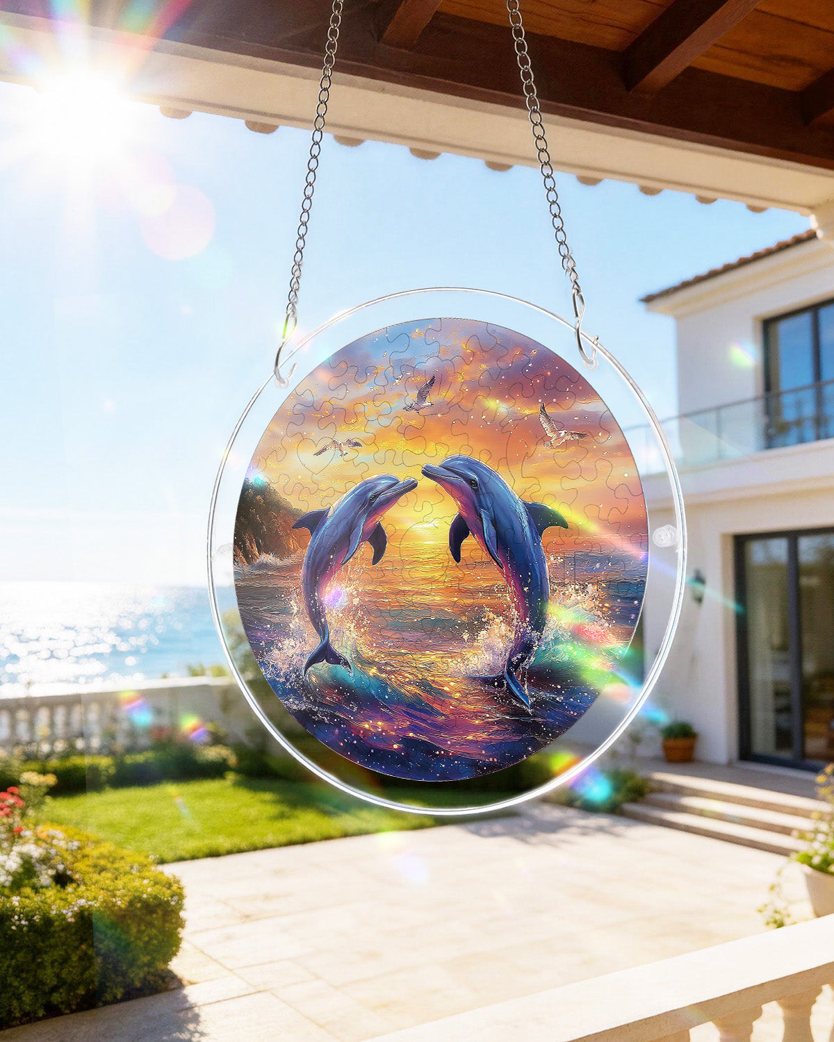 💥May Grand Sale|Up to 60% Off💥Dolphin Love Song Light Suncatcher-Acrylic Window Art