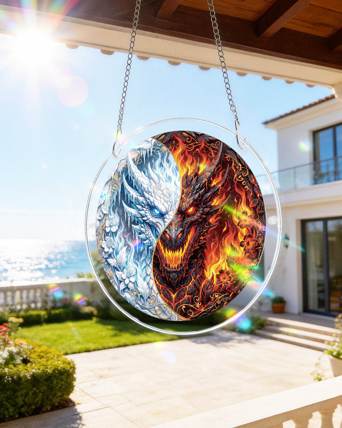 💥May Grand Sale|Up to 60% Off💥Twin Dragon Realm Light Suncatcher-Acrylic Window Art