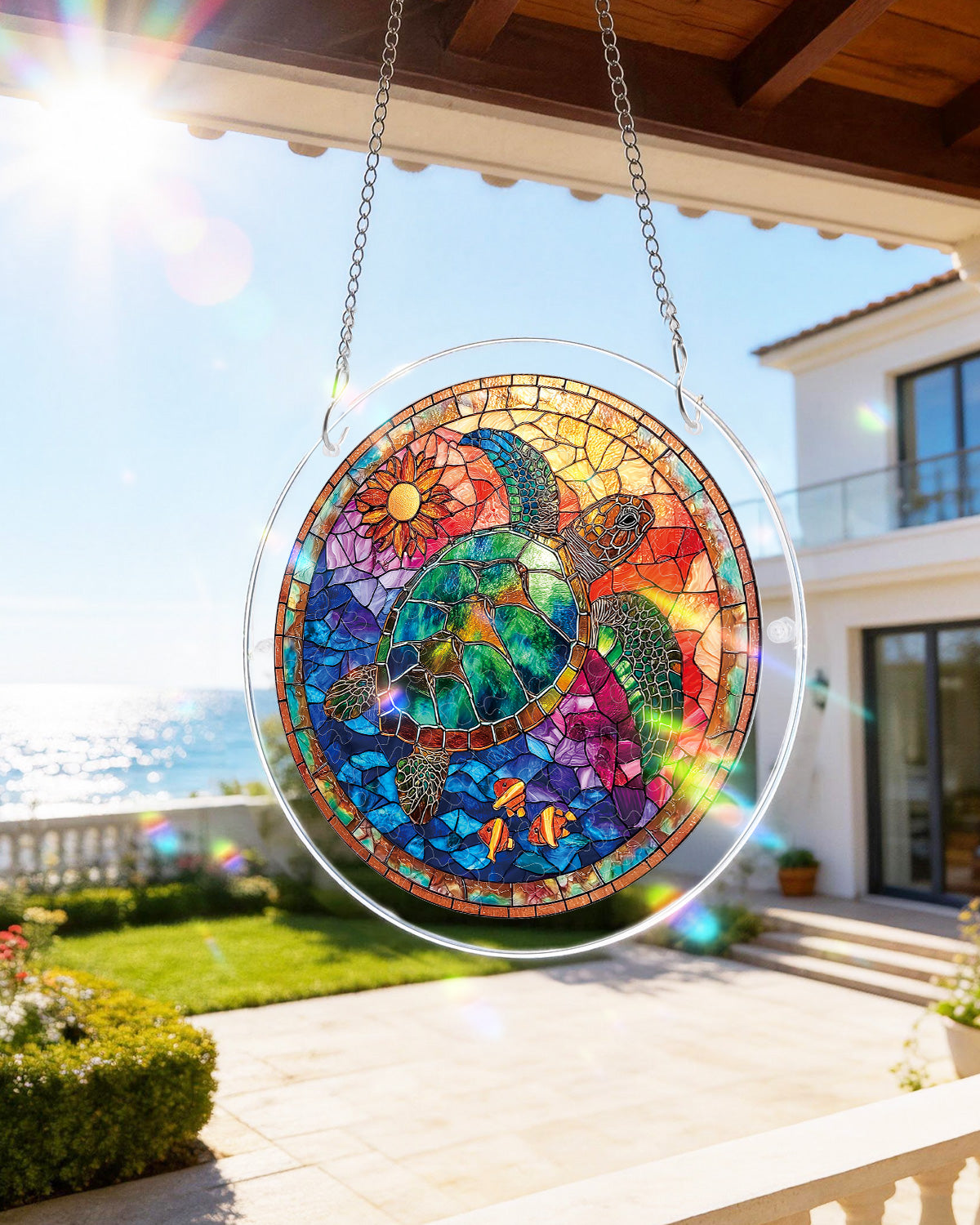 💥May Grand Sale|Up to 60% Off💥Stained Glass Sea Turtle Light Suncatcher-Acrylic Window Art