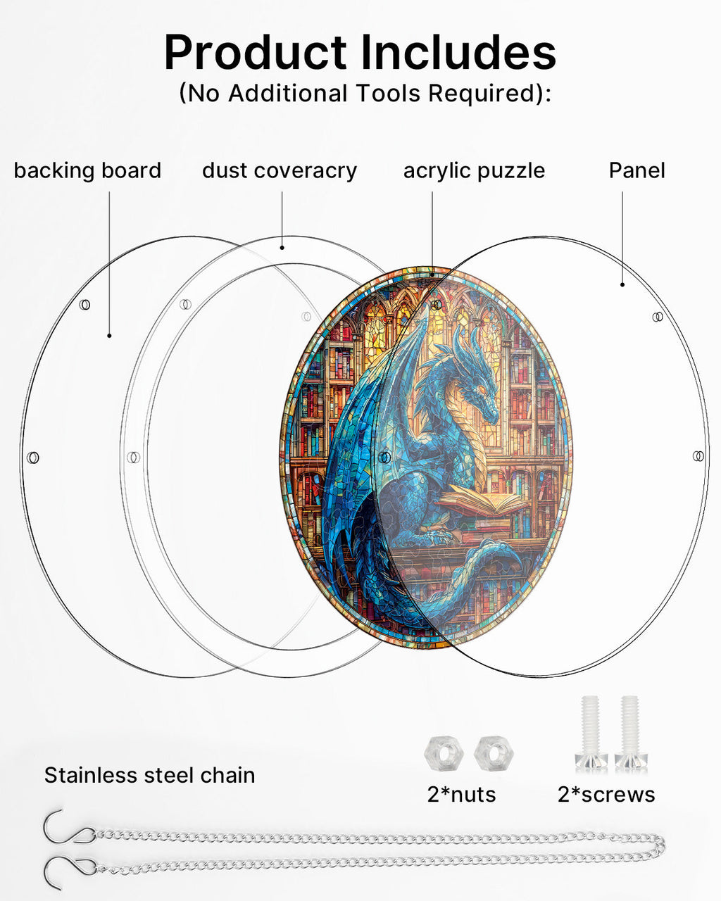 💥May Grand Sale|Up to 60% Off💥The Blue Dragon Library Light Suncatcher-Acrylic Window Art